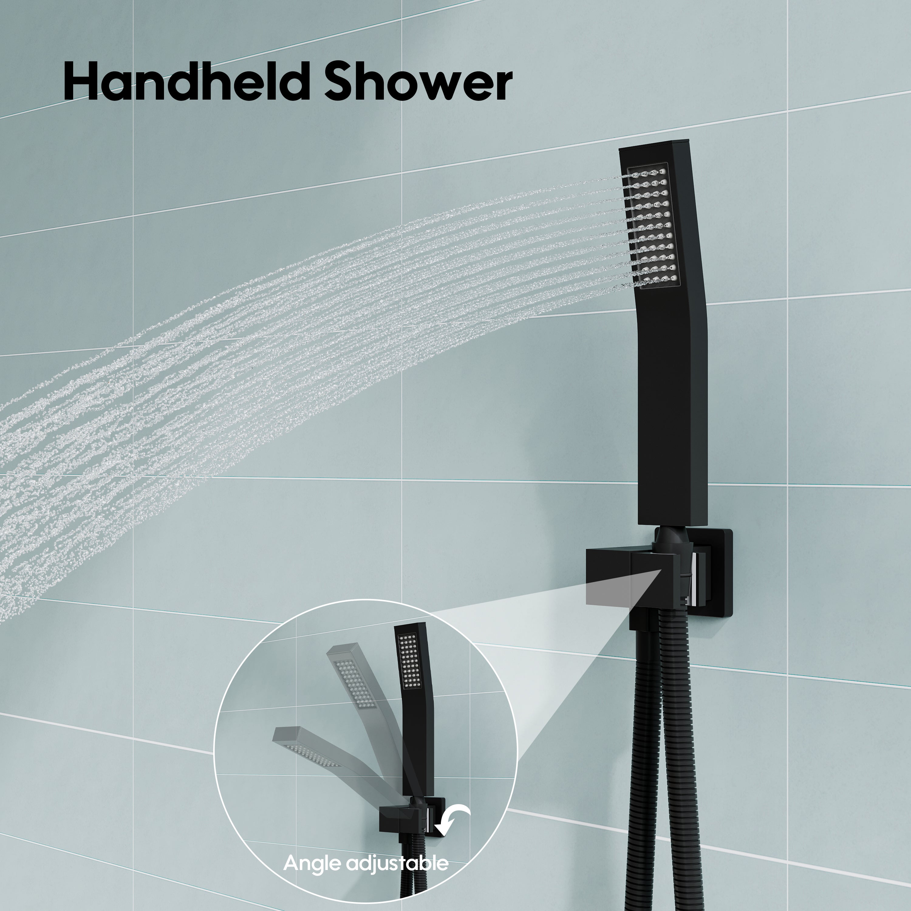 10 inch Single Handle High Pressure Tub and Shower Faucet with Hand Shower in Matte Black