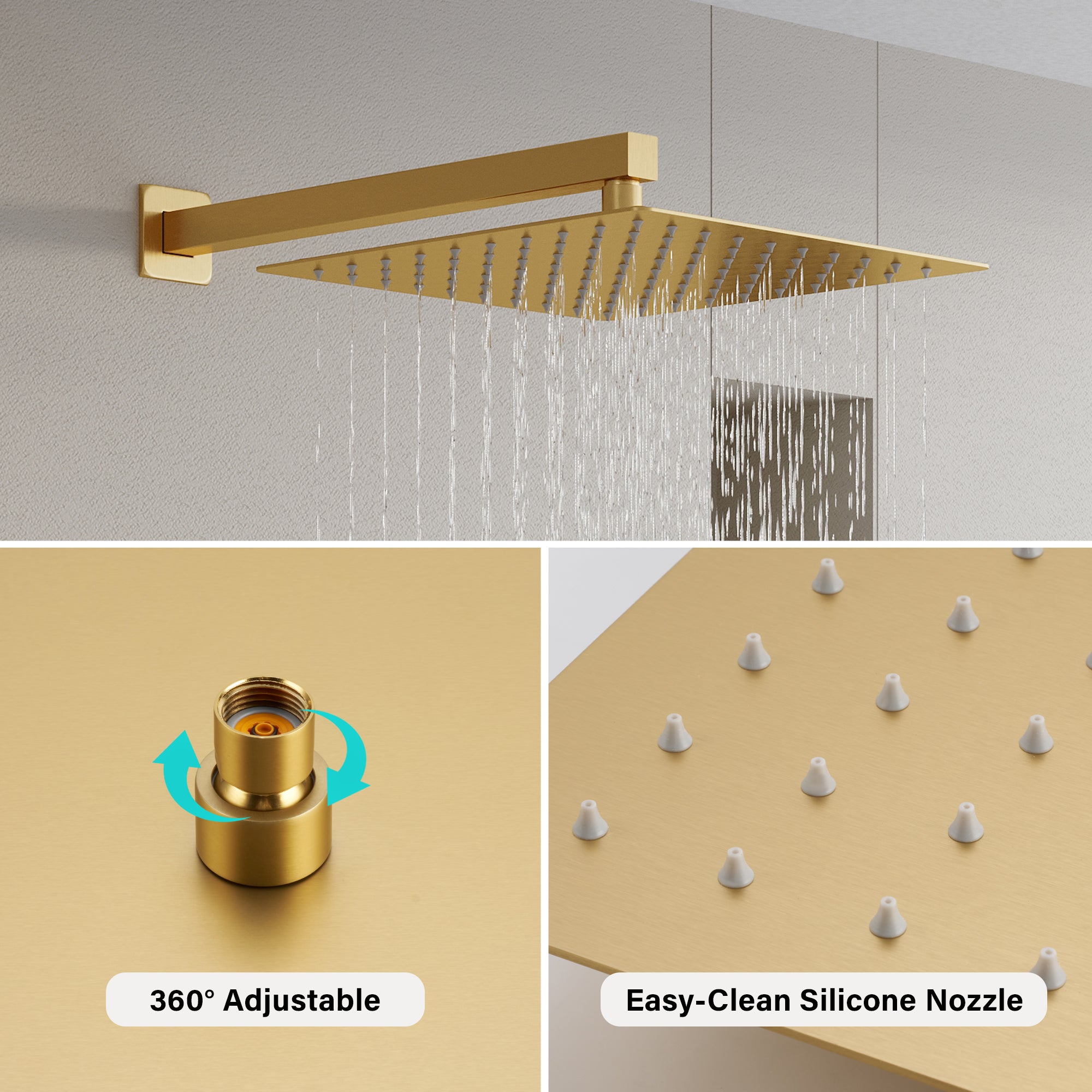 12-in Rain Shower Head Wall Mount Dual Head Built-In DT Shower System with 2-way Diverter Valve Included