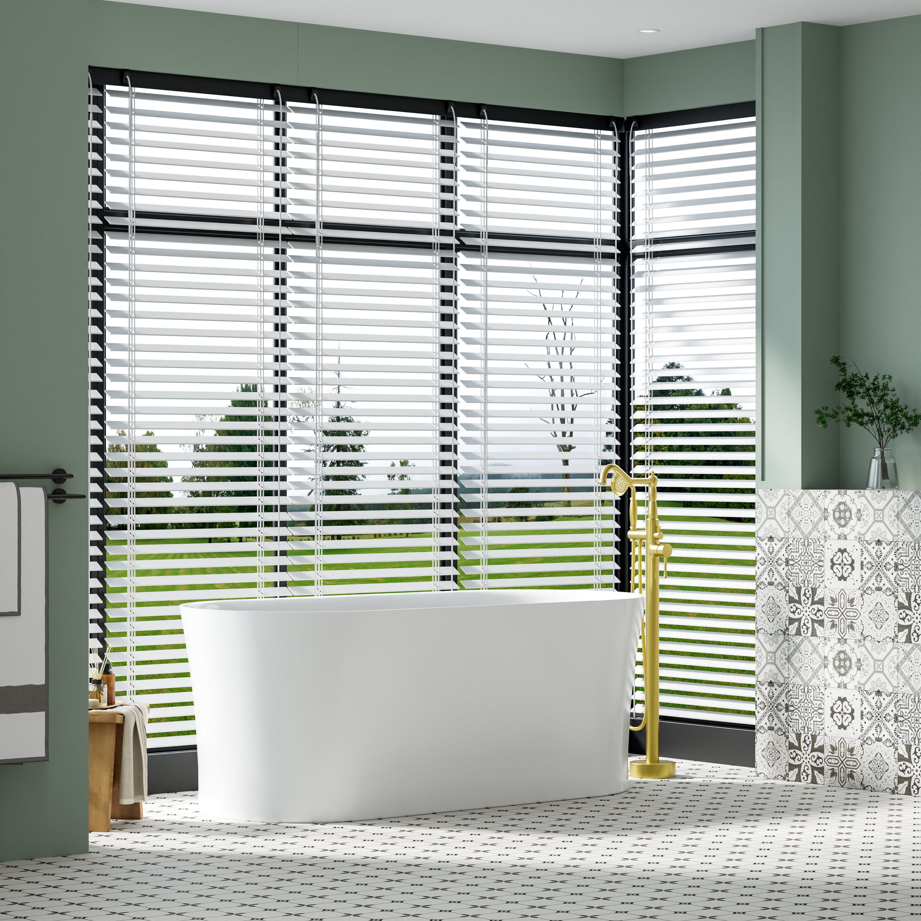 67" Acrylic Freestanding Soaking Bathtub in White with Overflow and Drain