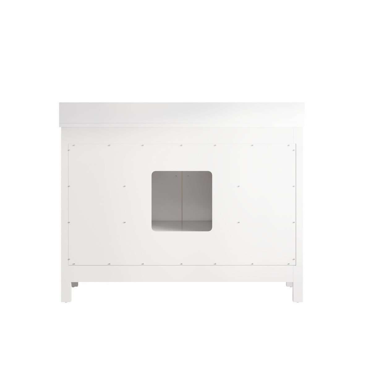 48 Inch Freestanding Solid Wood Bathroom Vanity with Fluted Molding, Pure White Quartz Countertop, White