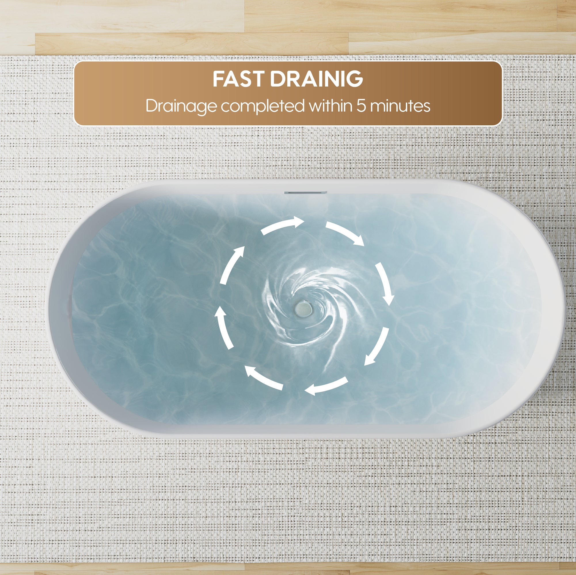 59" Acrylic Freestanding Bathtub, Unique Pleated Design With Chrome Drain and Slotted Overflow in Glossy White