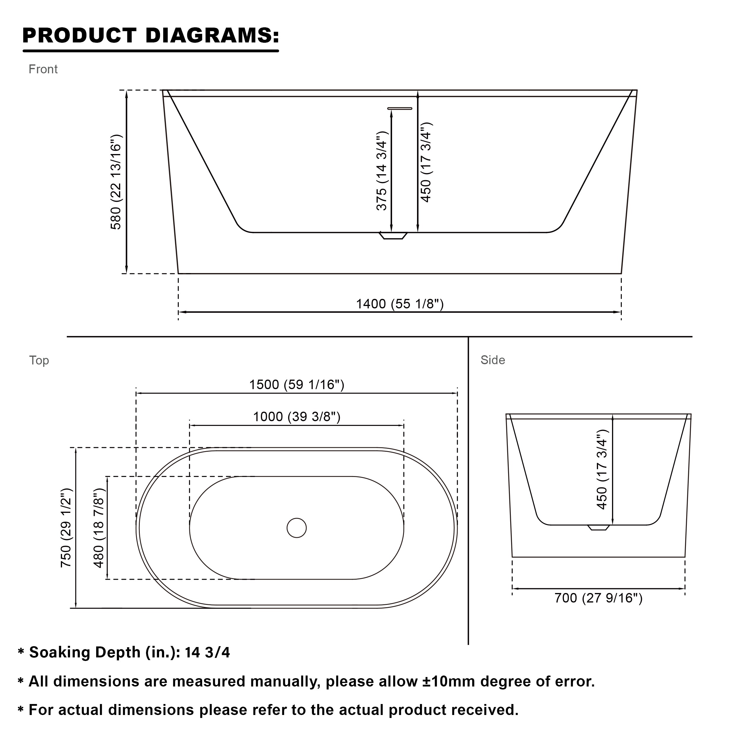 59" Acrylic Freestanding Bathtub, Unique Pleated Design With Chrome Drain and Slotted Overflow in Glossy White