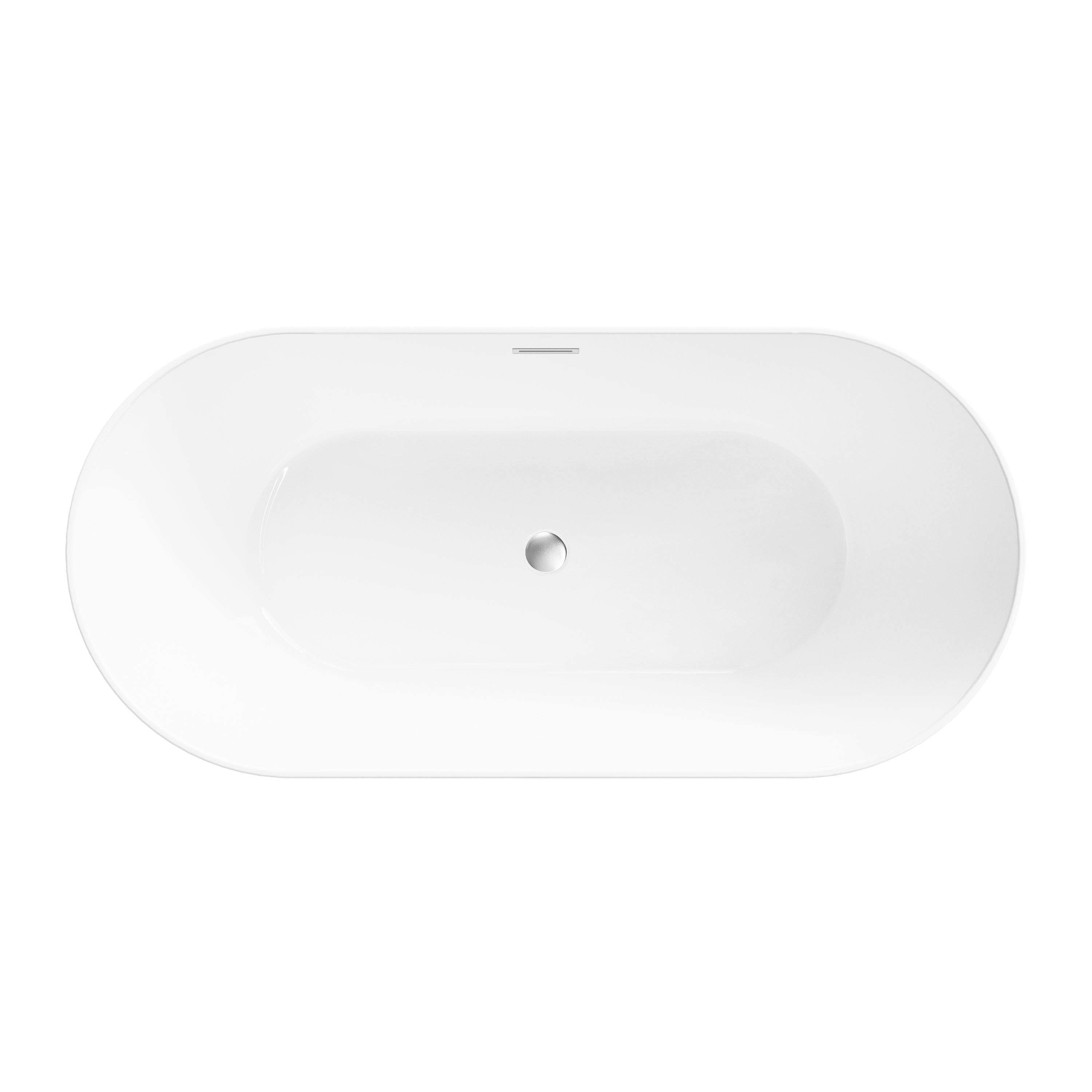 67" Acrylic Freestanding Bathtub, Unique Pleated Design With Chrome Drain and Slotted Overflow in Glossy White