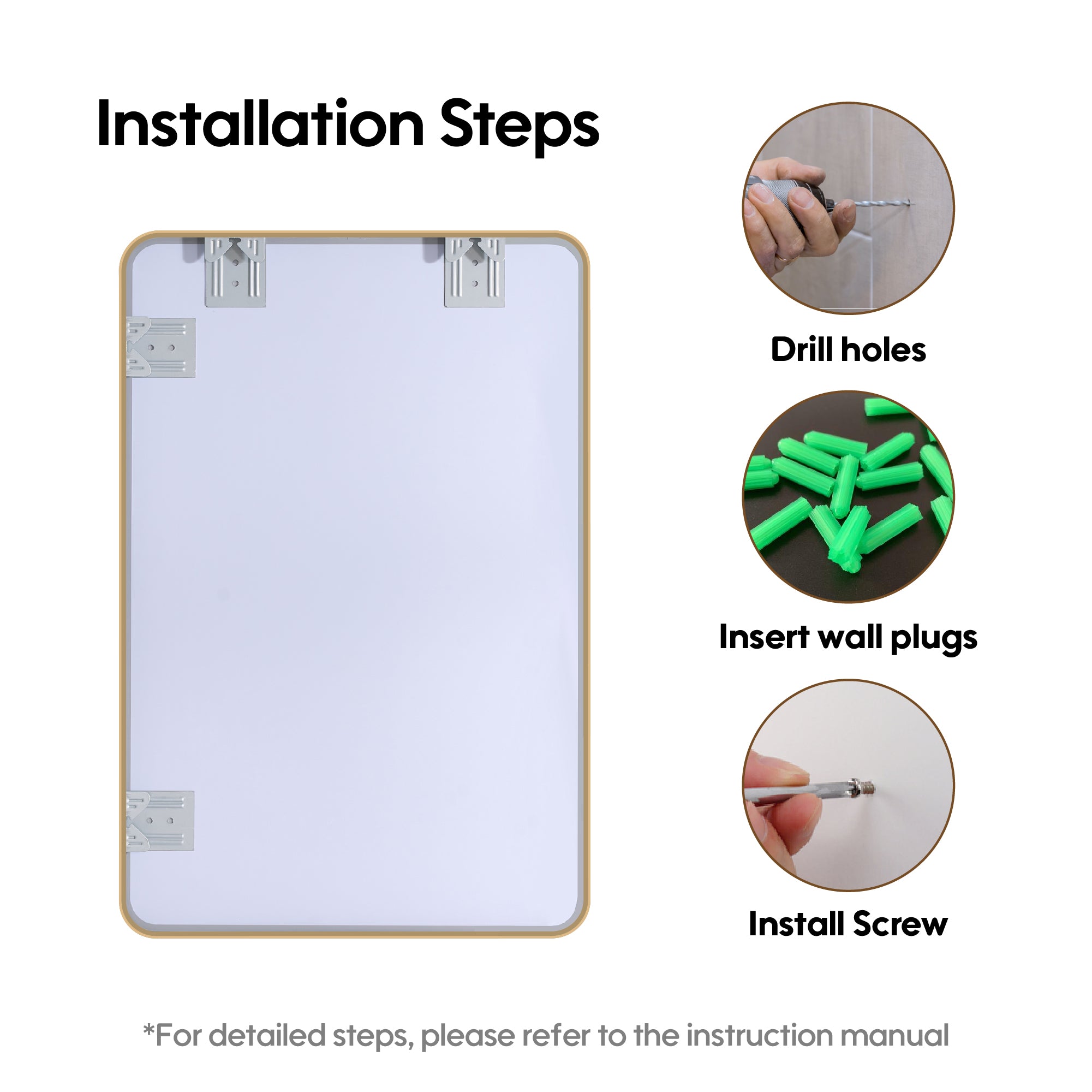 24-in W x 32-in H Rectangular Framed Bathroom Vanity Mirror in Brushed Gold
