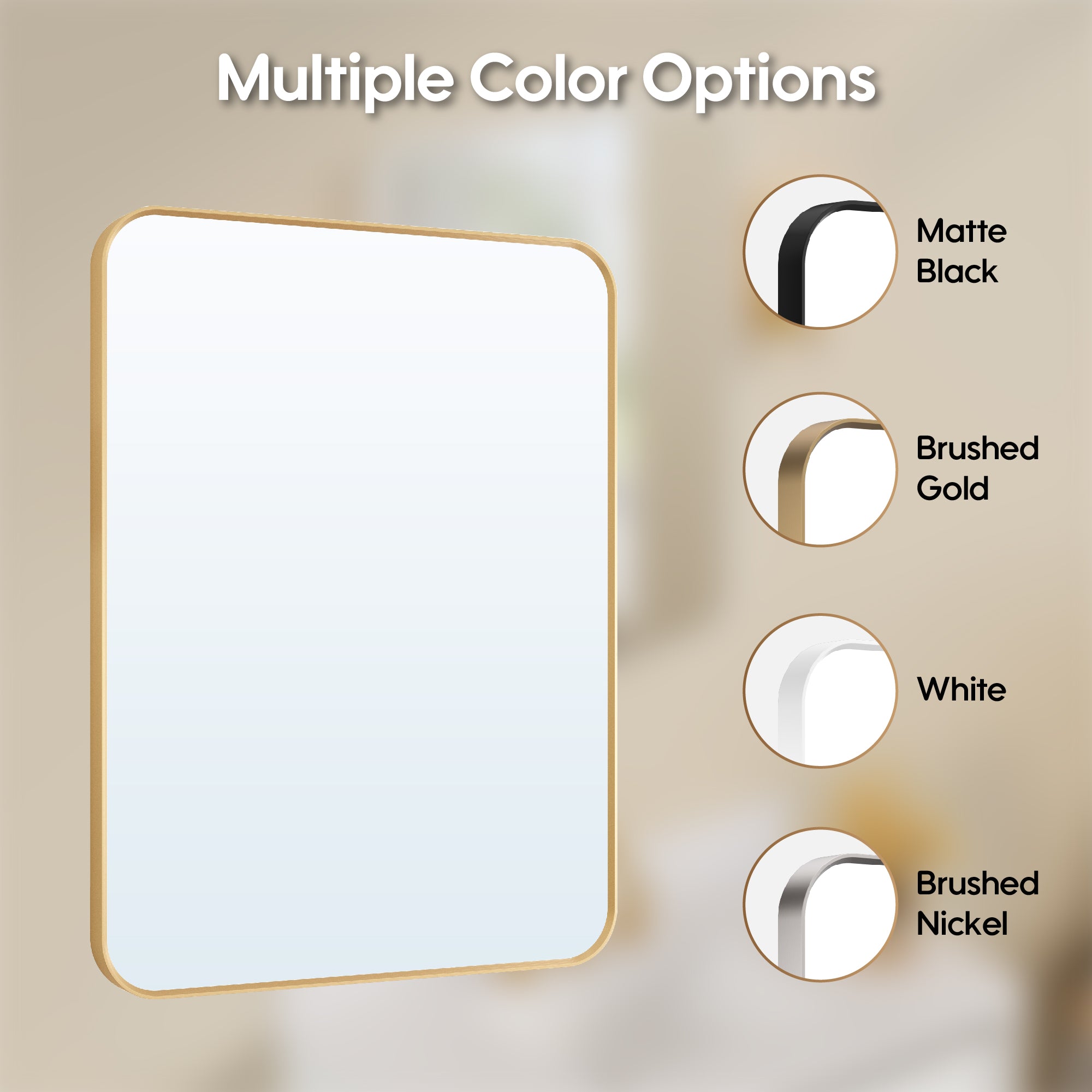 24-in W x 32-in H Rectangular Framed Bathroom Vanity Mirror in Brushed Gold