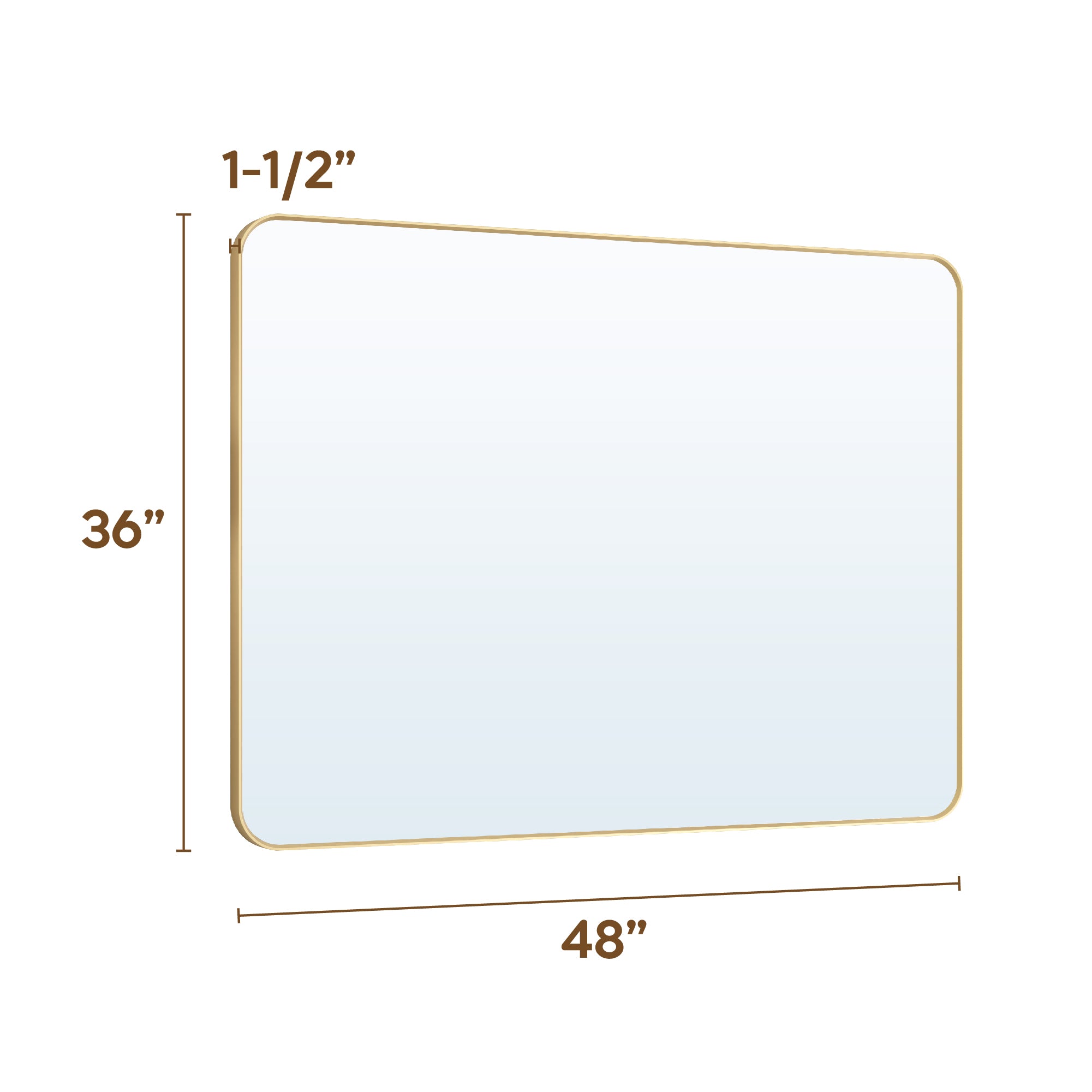 48-in W x 36-in H Brushed Gold Rectangular Framed Bathroom Vanity Mirror