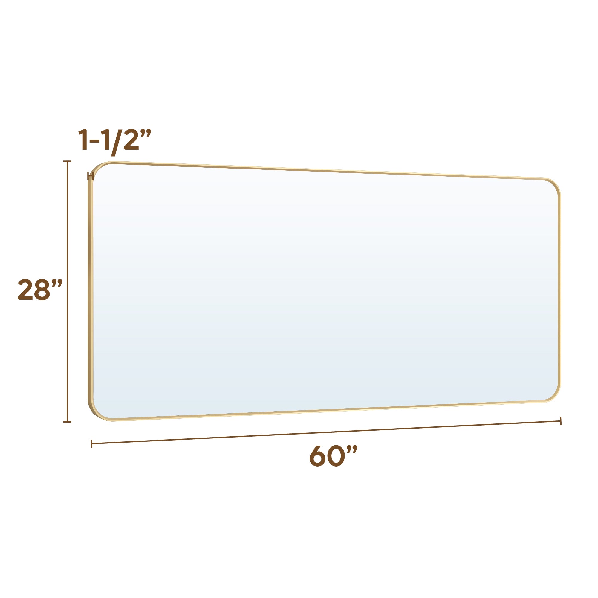 60-in W x 28-in H Brushed Gold Rectangular Framed Bathroom Vanity Mirror