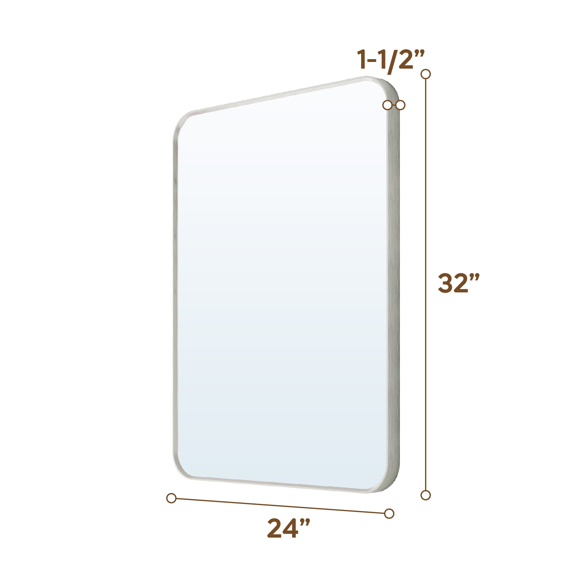 24-in W x 32-in H Brushed Nickel Rectangular Framed Bathroom Vanity Mirror