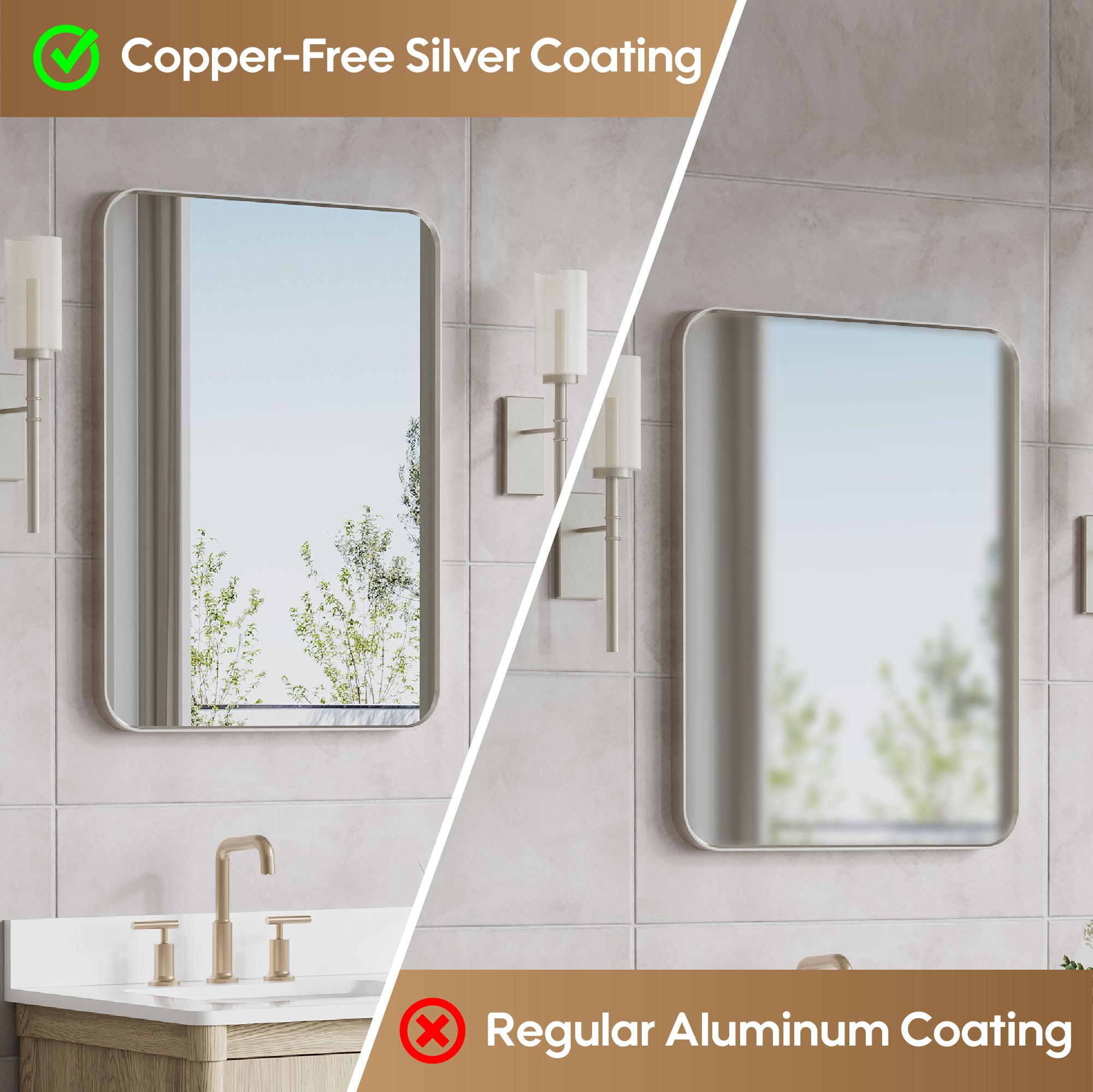 24-in W x 32-in H Brushed Nickel Rectangular Framed Bathroom Vanity Mirror