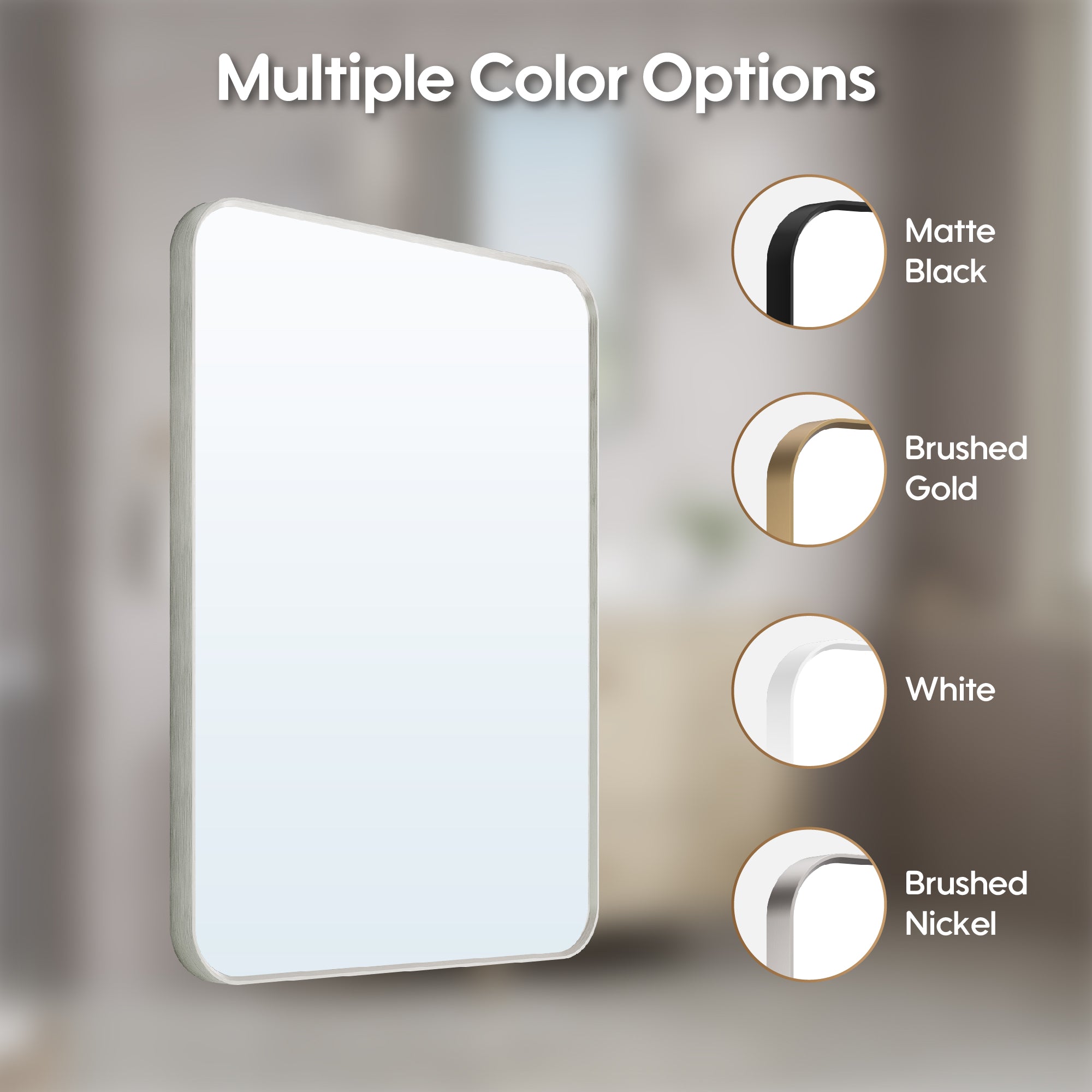 24-in W x 32-in H Brushed Nickel Rectangular Framed Bathroom Vanity Mirror