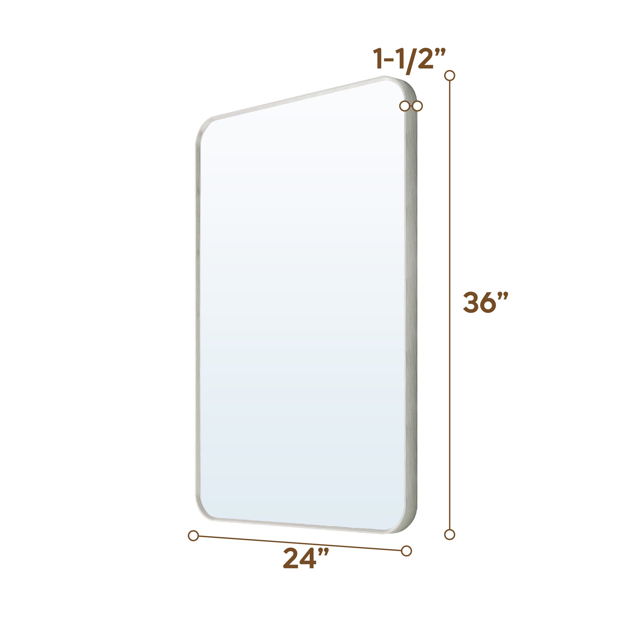 24-in W x 36-in H Brushed Nickel Rectangular Framed Bathroom Vanity Mirror