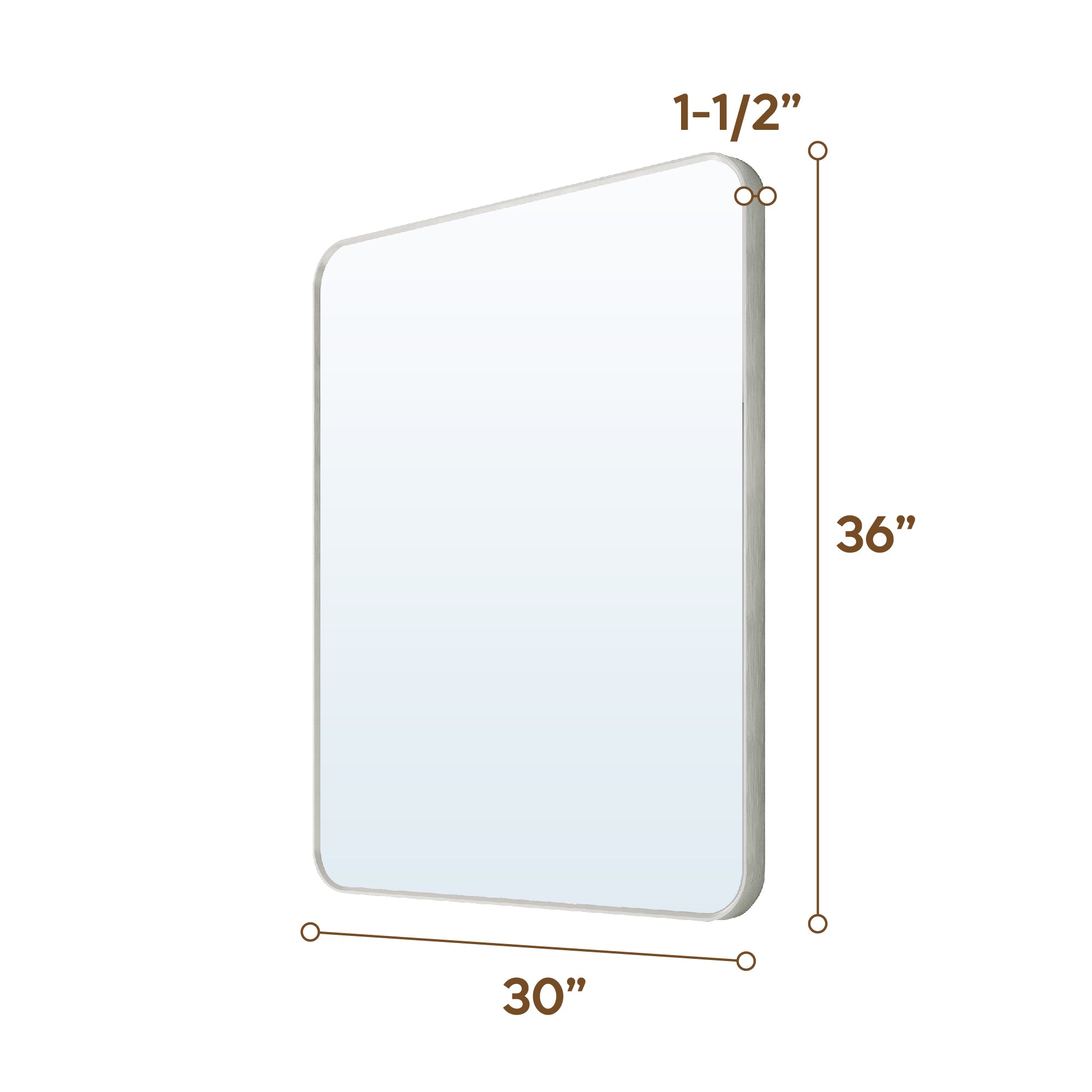 30-in W x 36-in H Brushed Nickel Rectangular Framed Bathroom Vanity Mirror