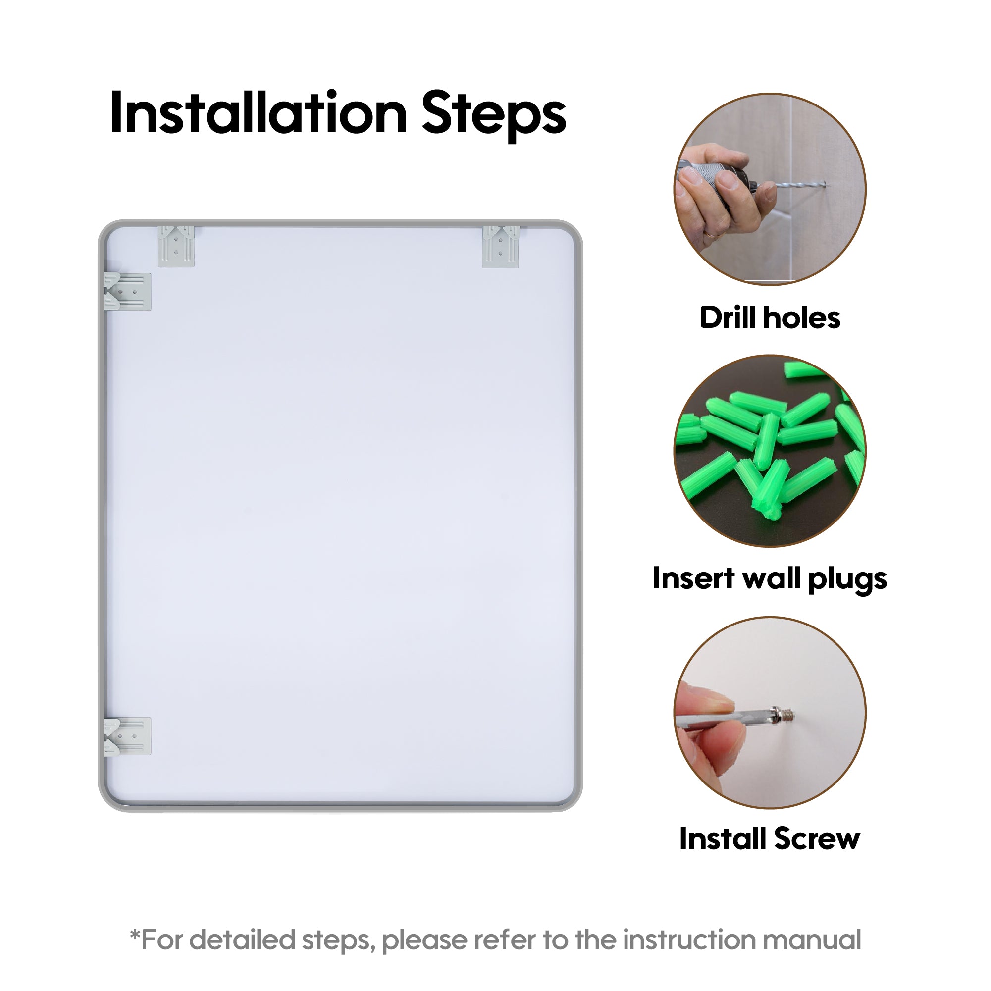 30-in W x 36-in H Brushed Nickel Rectangular Framed Bathroom Vanity Mirror