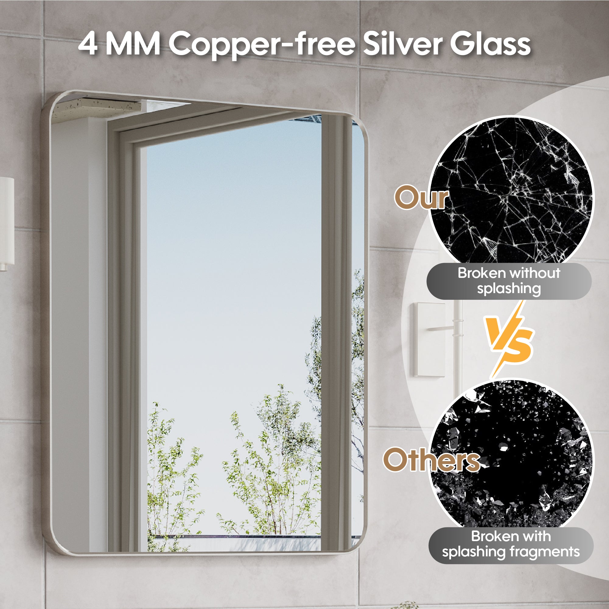 30-in W x 36-in H Brushed Nickel Rectangular Framed Bathroom Vanity Mirror