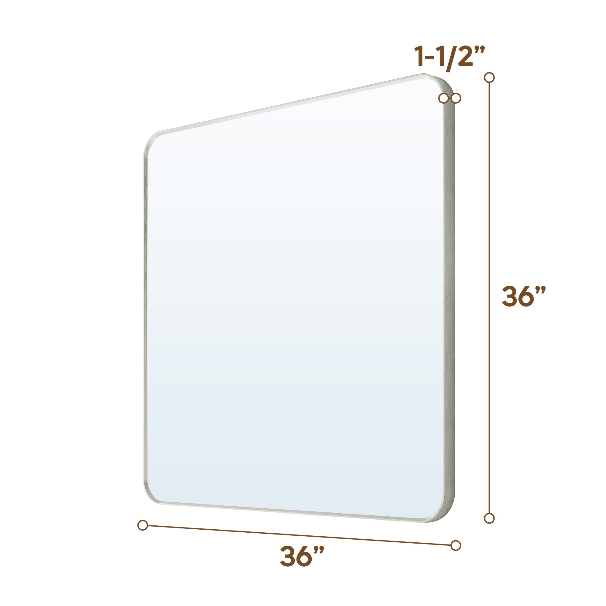 36-in W x 36-in H Brushed Nickel Rectangular Framed Bathroom Vanity Mirror