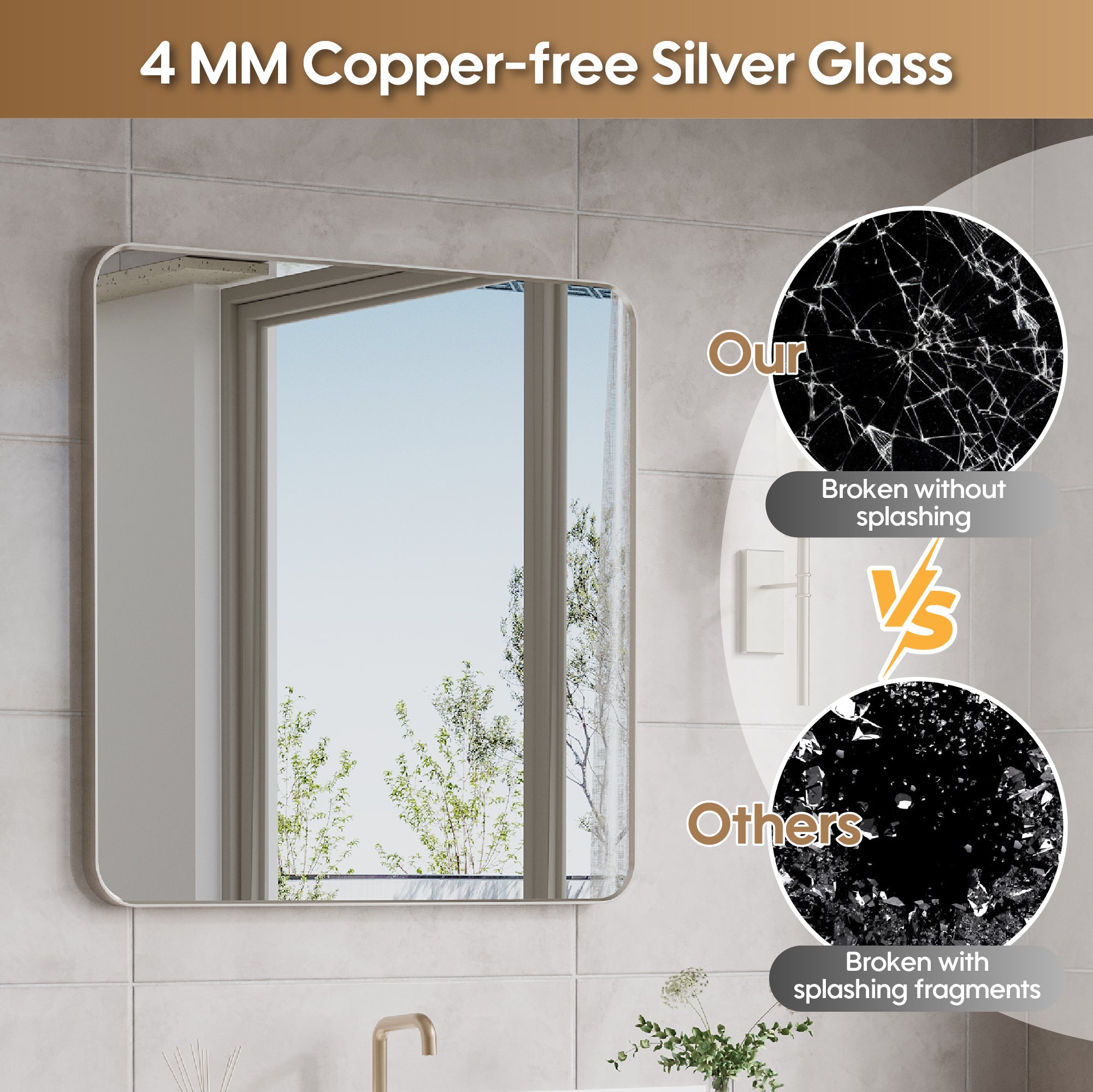 36-in W x 36-in H Brushed Nickel Rectangular Framed Bathroom Vanity Mirror