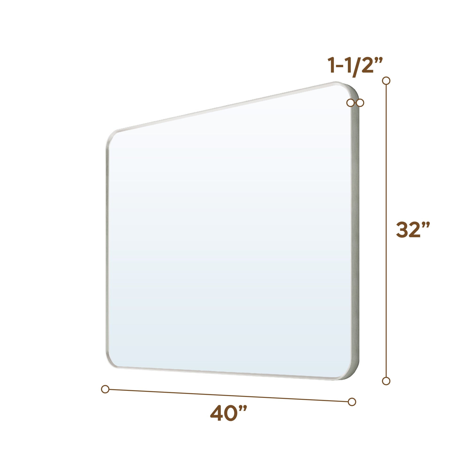 40-in W x 32-in H Brushed Nickel Rectangular Framed Bathroom Vanity Mirror