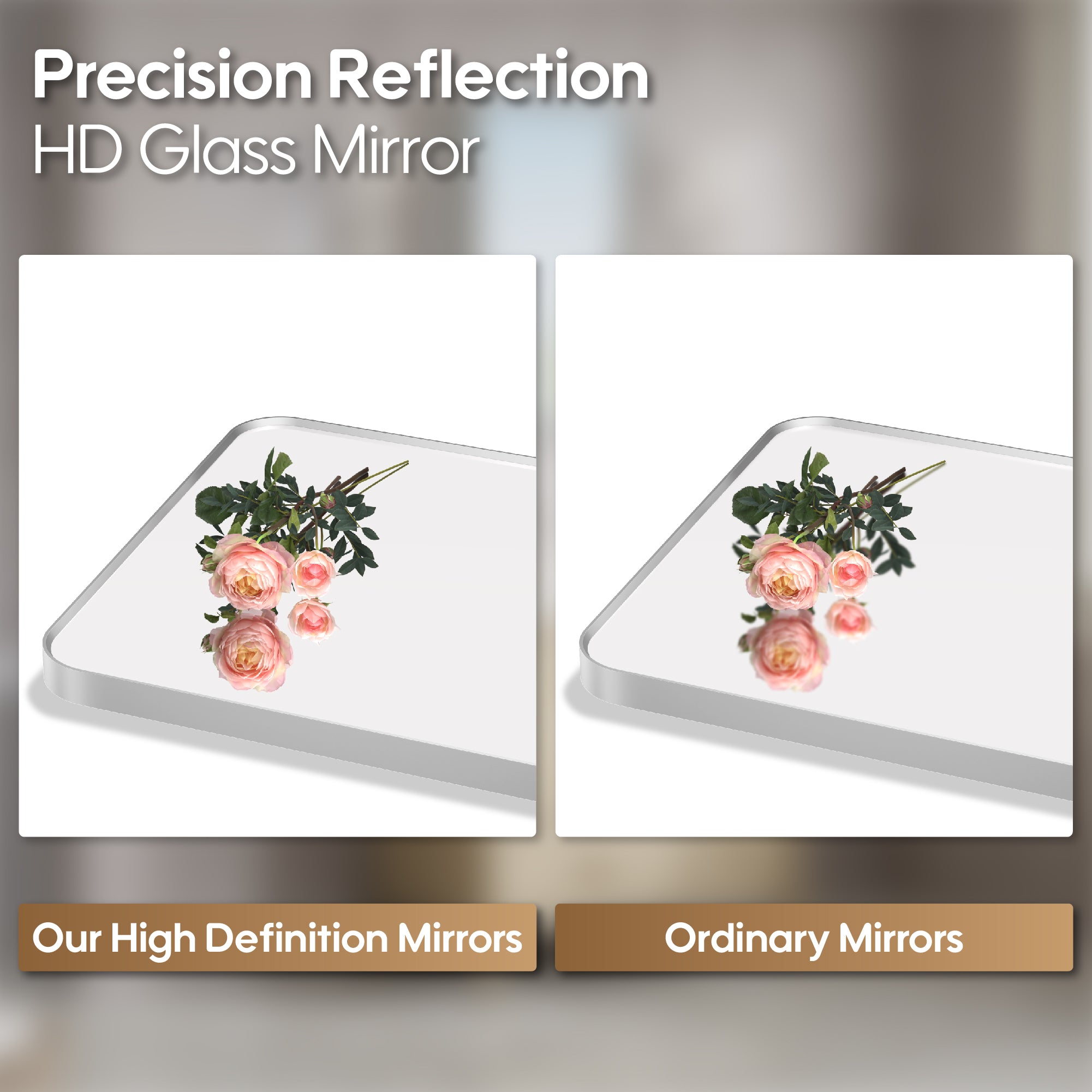 40-in W x 32-in H Brushed Nickel Rectangular Framed Bathroom Vanity Mirror