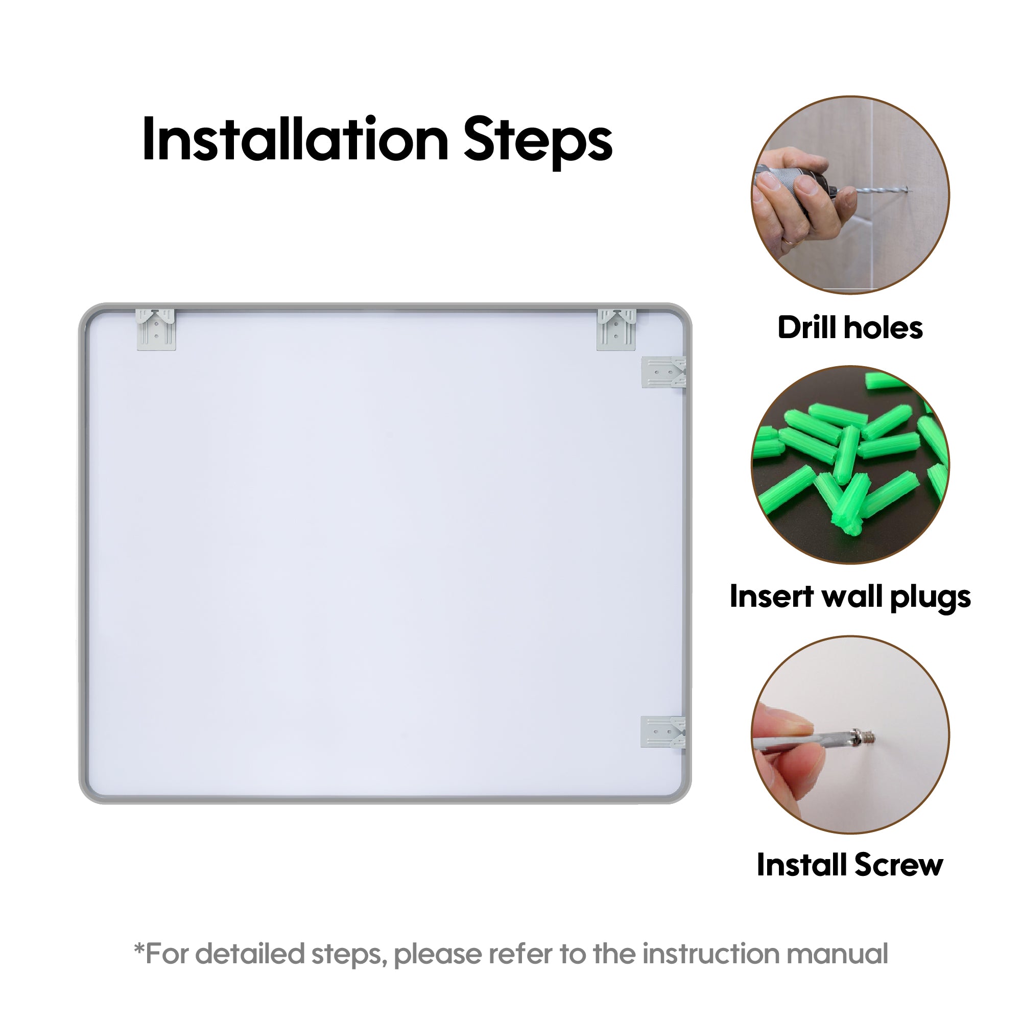 40-in W x 32-in H Brushed Nickel Rectangular Framed Bathroom Vanity Mirror