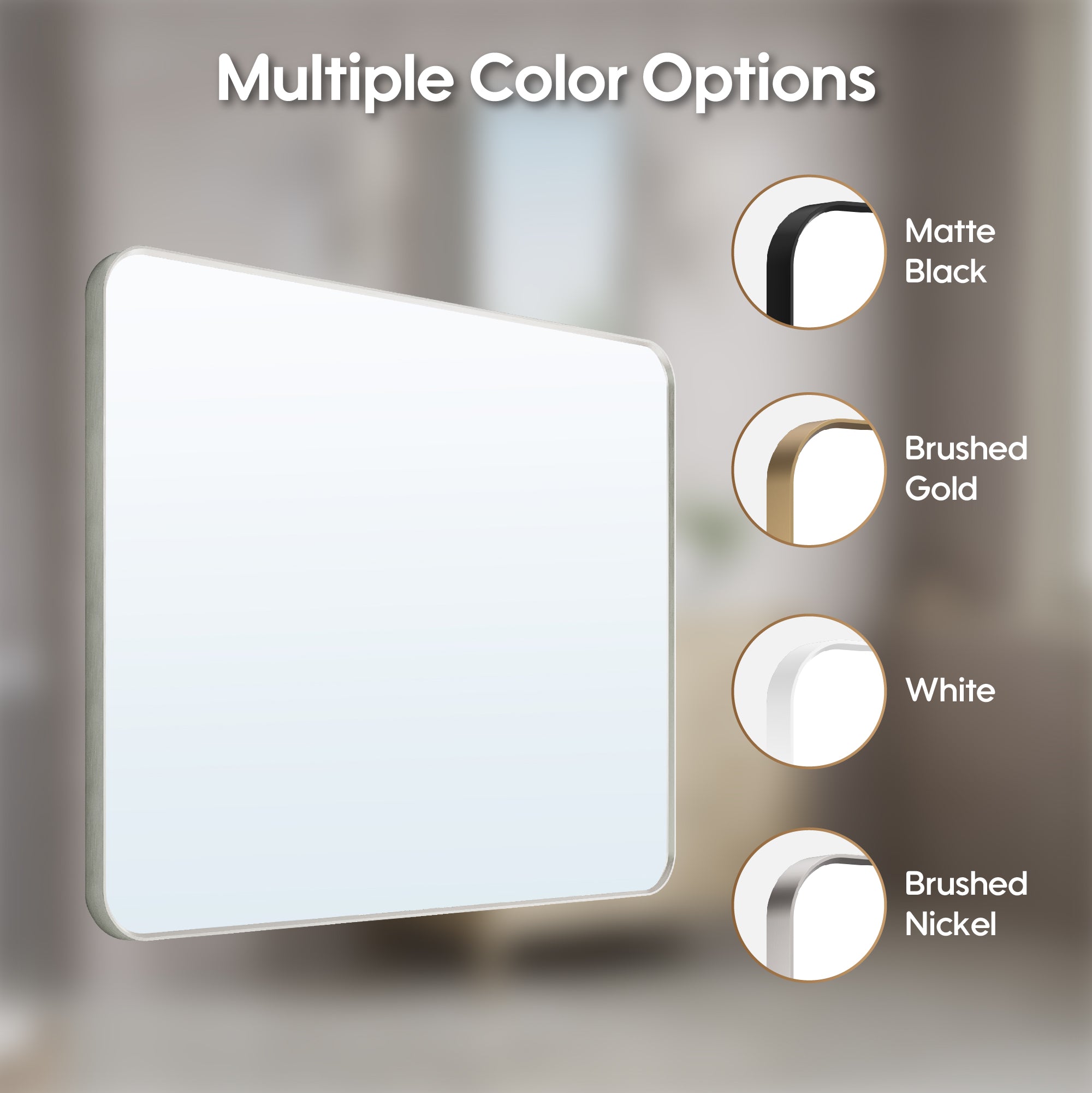 40-in W x 32-in H Brushed Nickel Rectangular Framed Bathroom Vanity Mirror