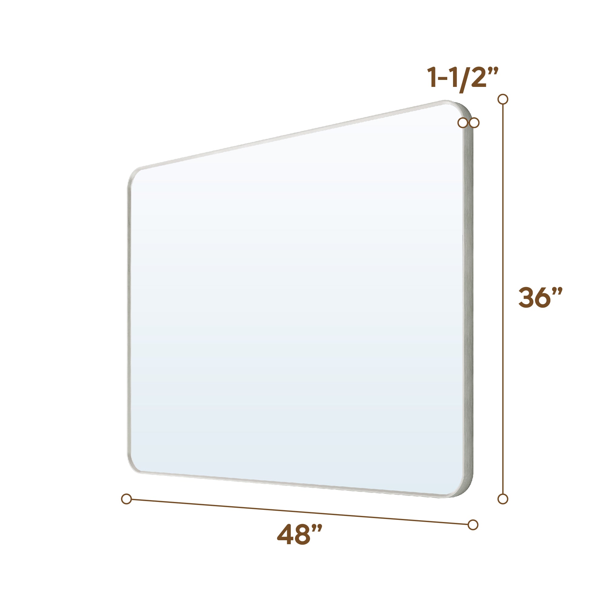 48-in W x 36-in H Brushed Nickel Rectangular Framed Bathroom Vanity Mirror