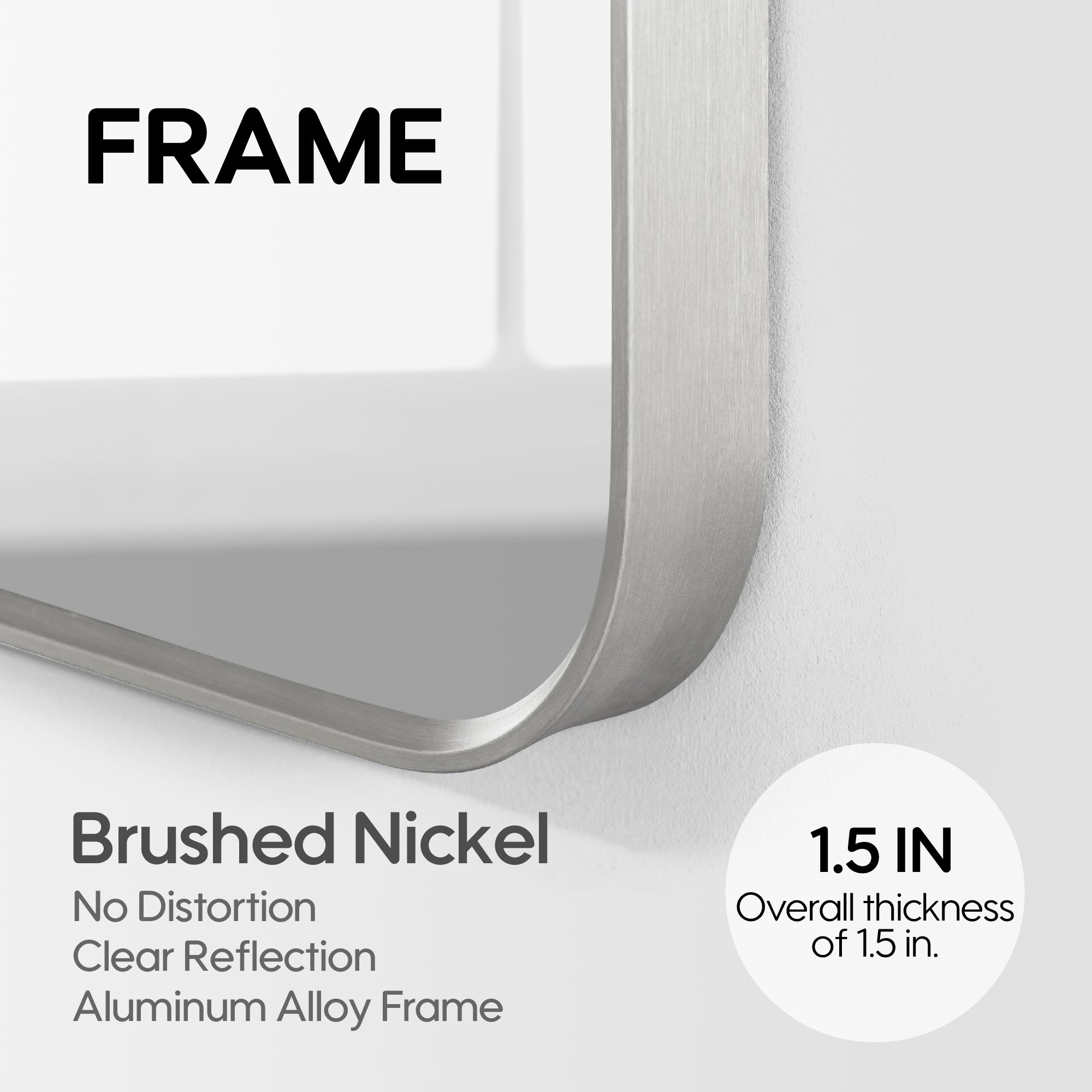 55-in W x 32-in H Brushed Nickel Rectangular Framed Bathroom Vanity Mirror