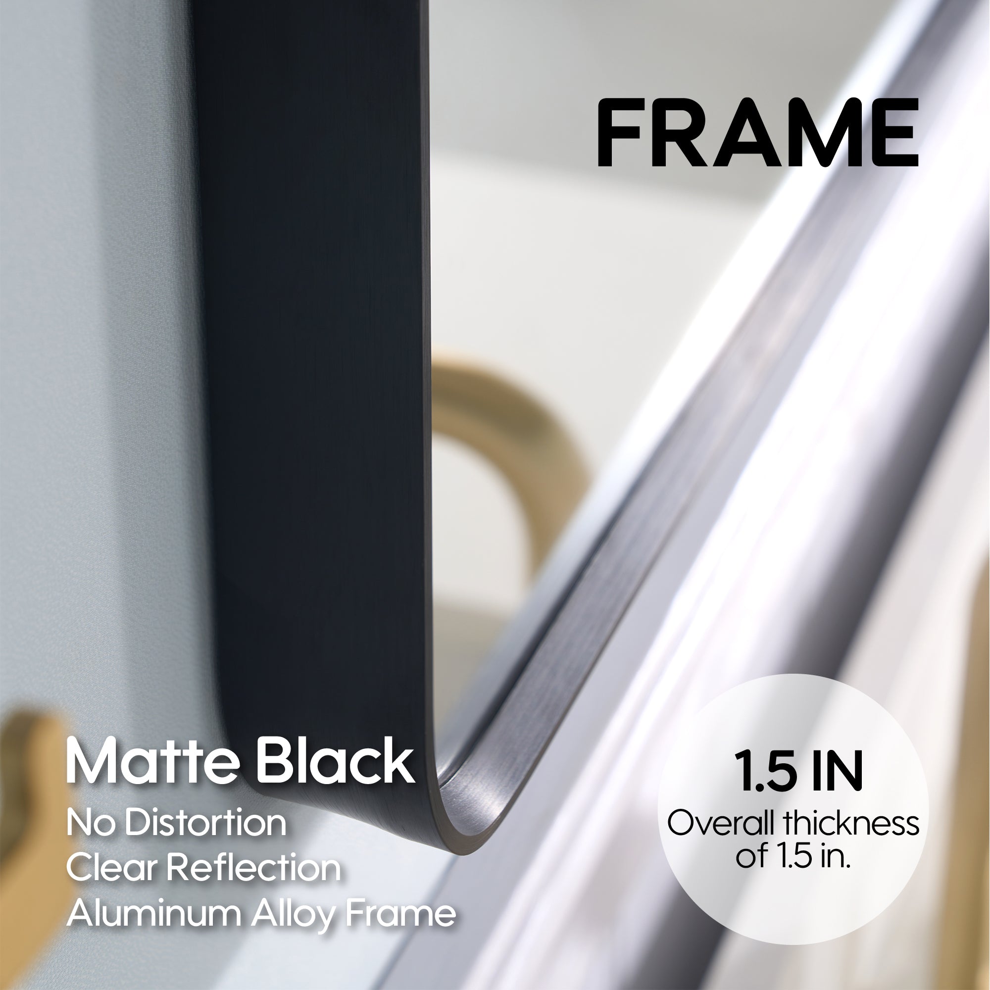 24-in W x 32-in H Black Rectangular Framed Bathroom Vanity Mirror