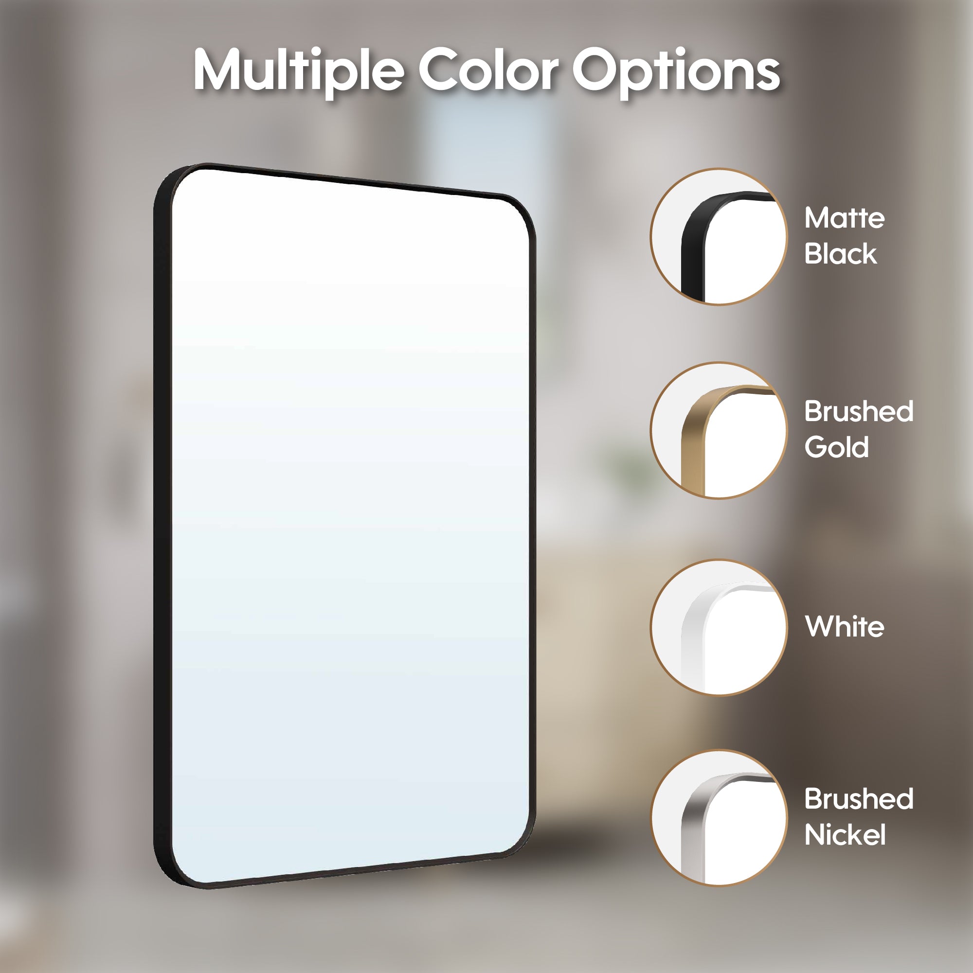 24-in W x 36-in H Black Rectangular Framed Bathroom Vanity Mirror, Aluminum Frame