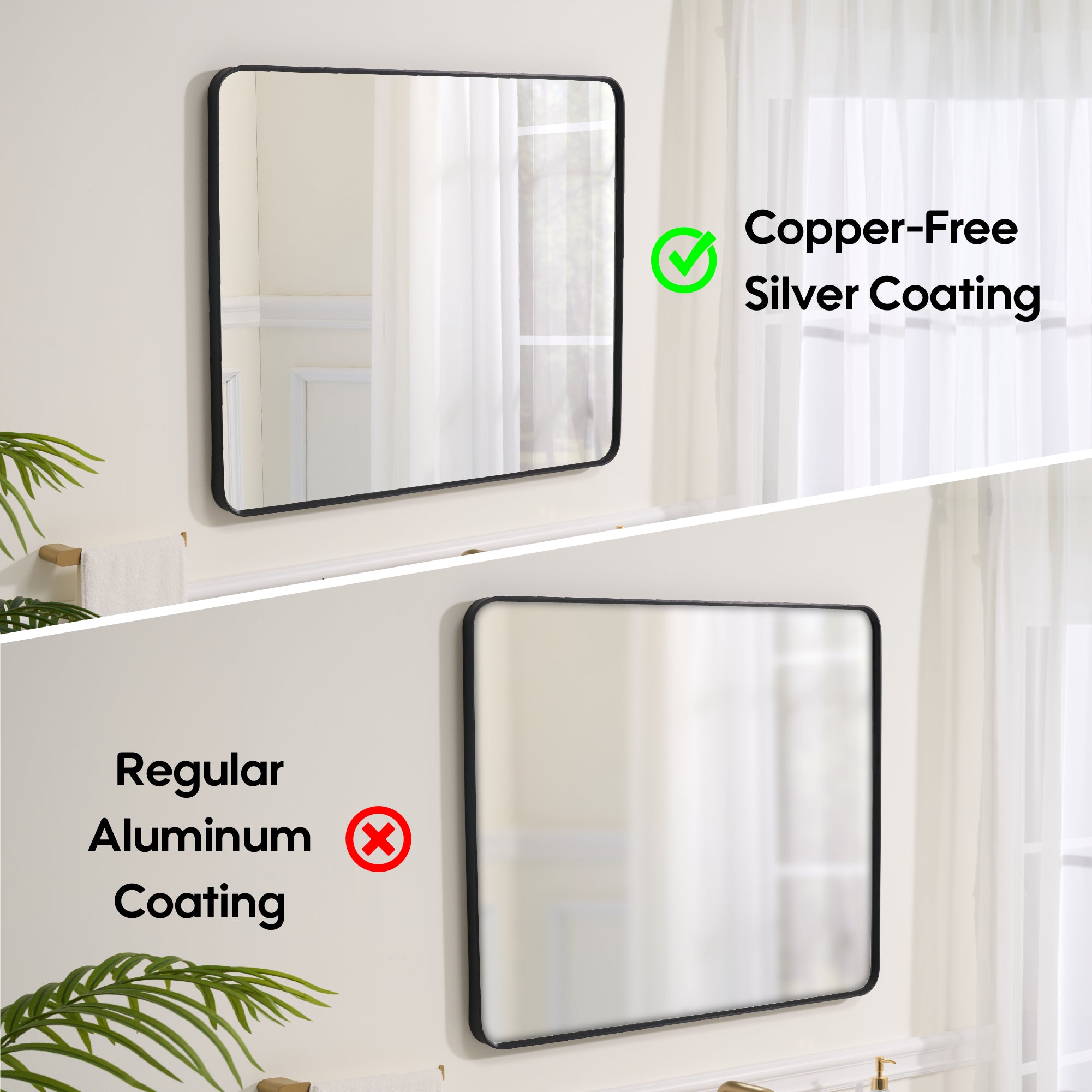 30-in W x 36-in H Black Rectangular Framed Bathroom Vanity Mirror, Aluminum Frame