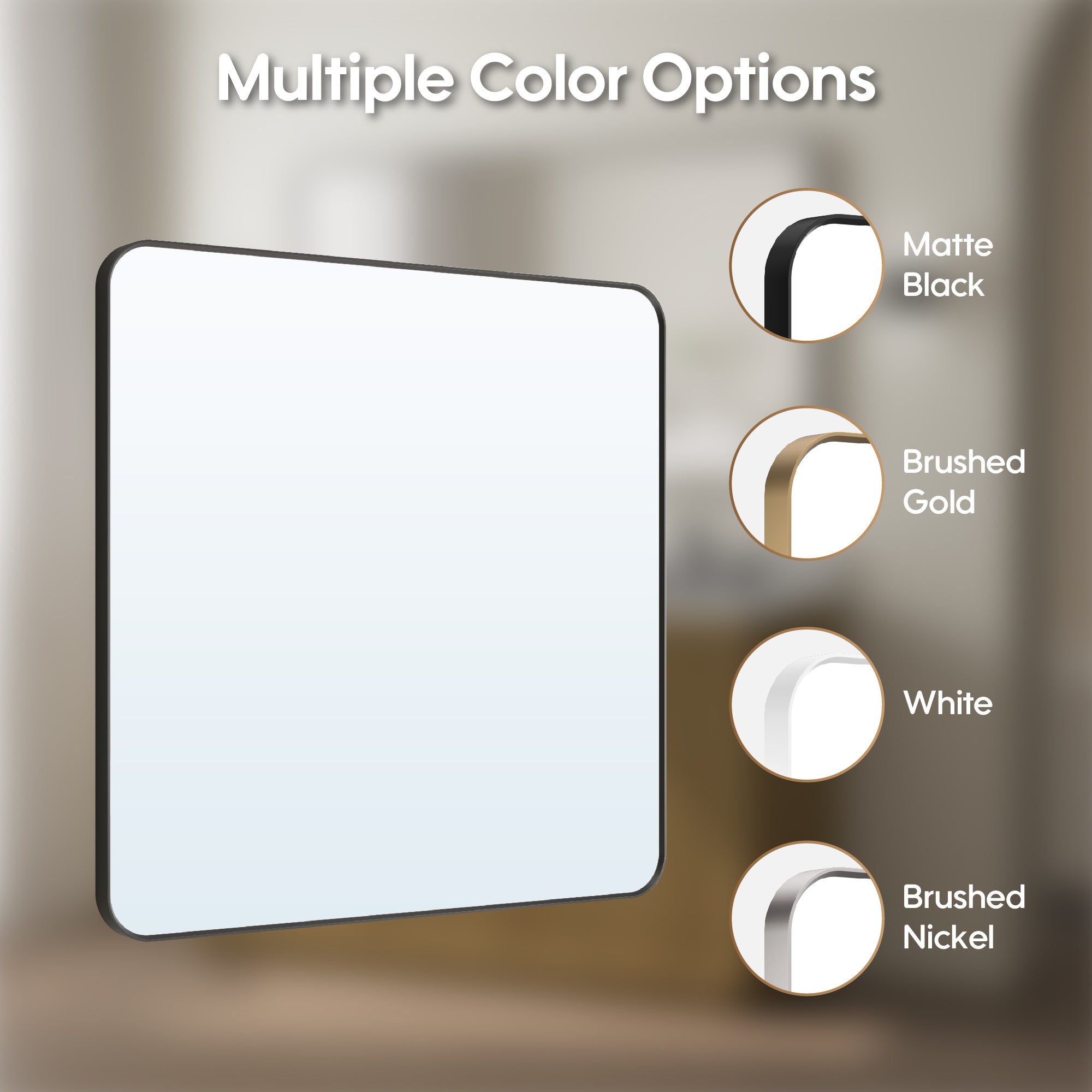 36-in W x 36-in H Black Rectangular Framed Bathroom Vanity Mirror