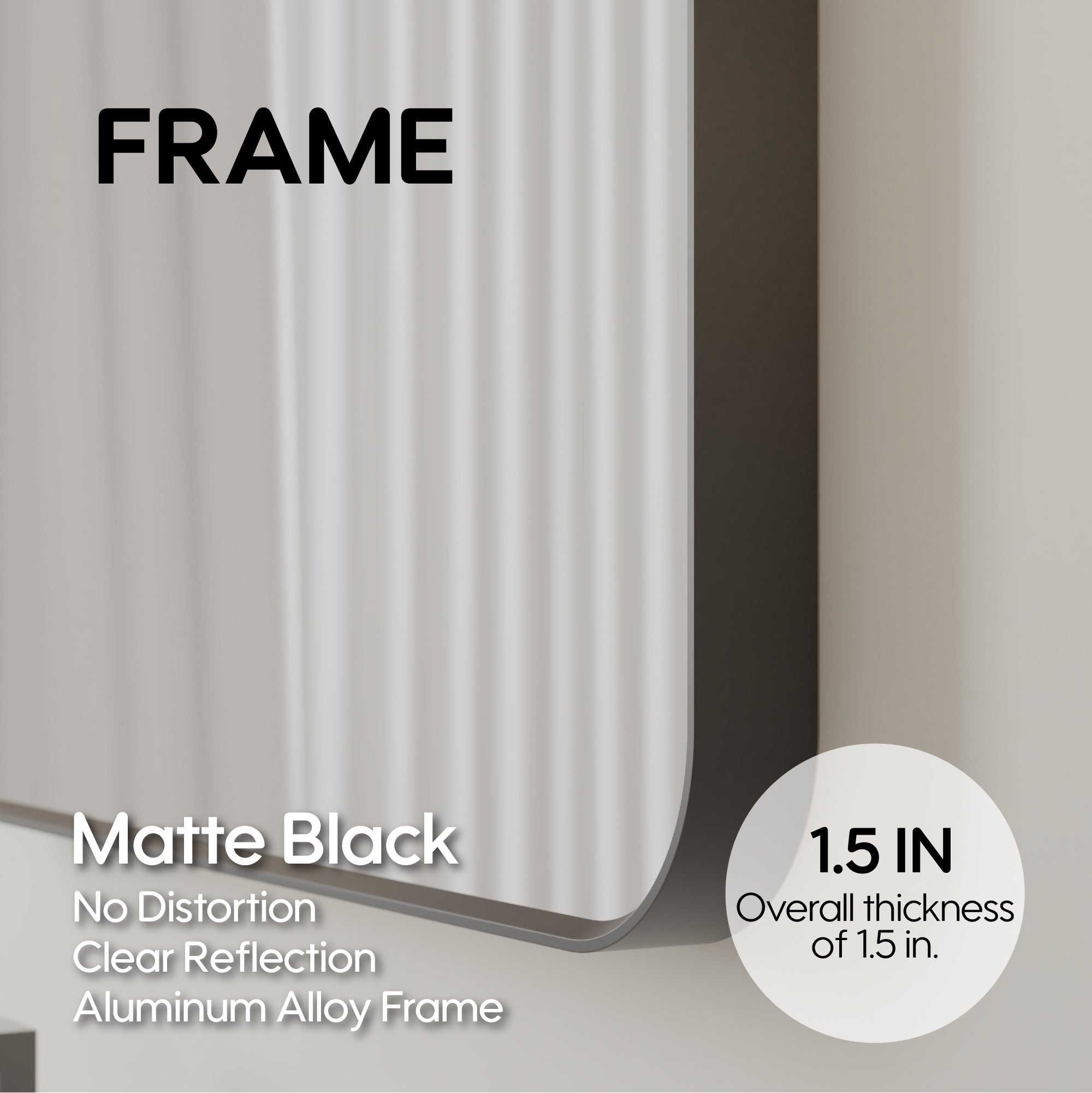 40-in W x 32-in H Black Rectangular Framed Bathroom Vanity Mirror