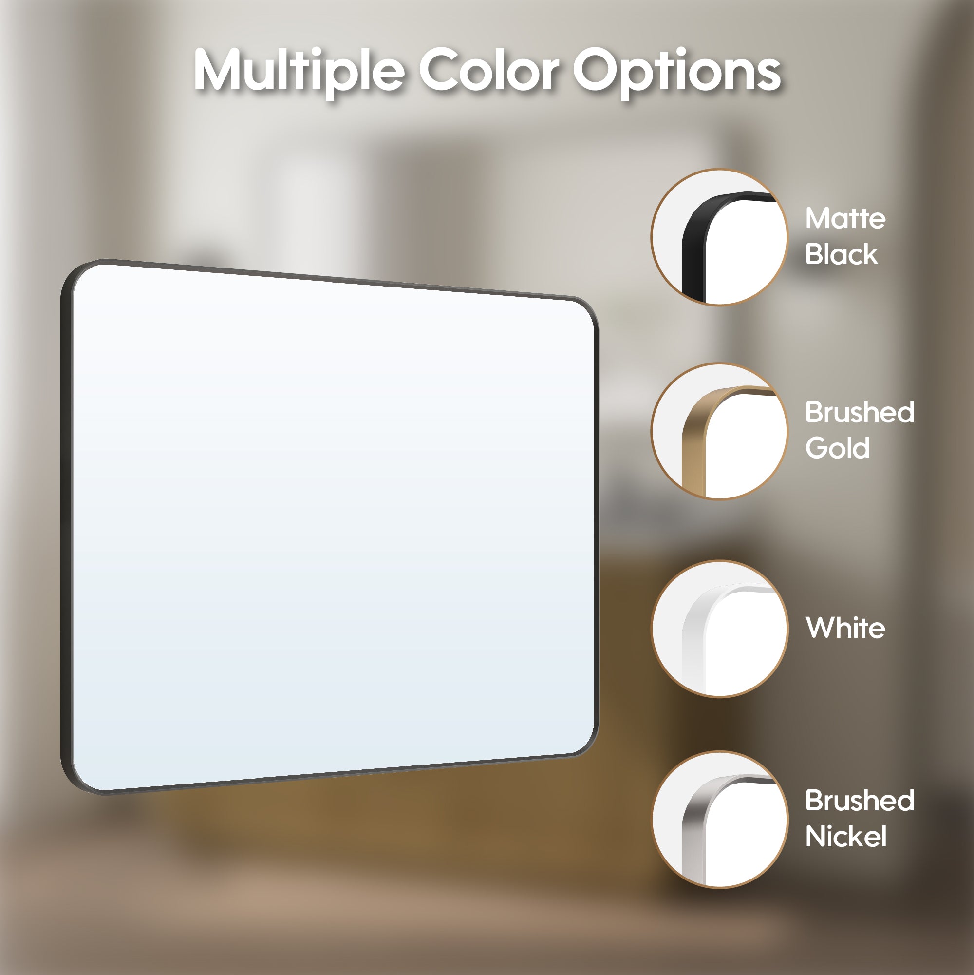 40-in W x 32-in H Black Rectangular Framed Bathroom Vanity Mirror