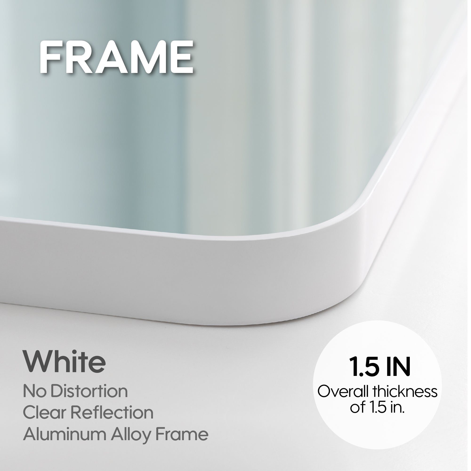 60-in W x 28-in H White Rectangular Framed Bathroom Vanity Mirror