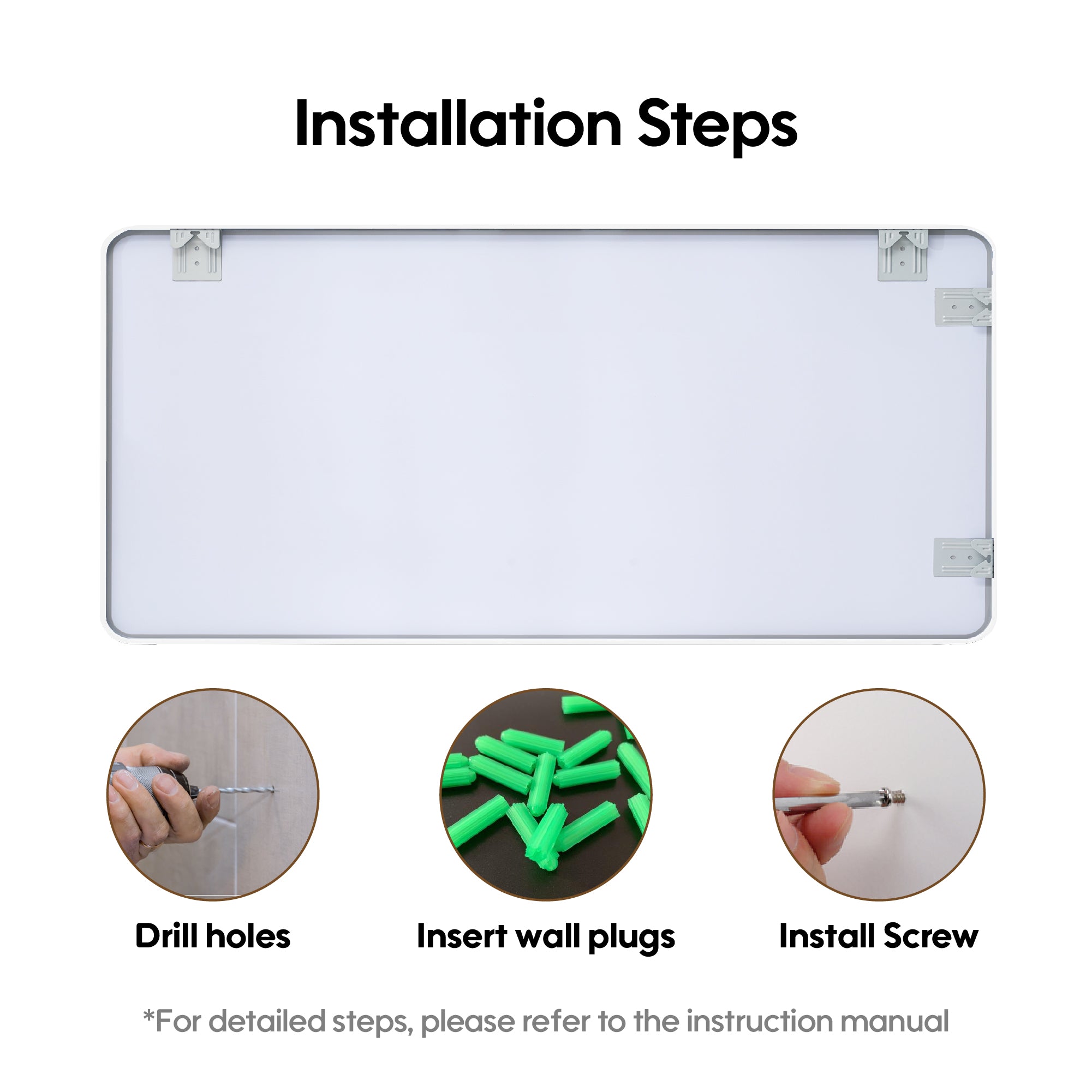 60-in W x 28-in H White Rectangular Framed Bathroom Vanity Mirror