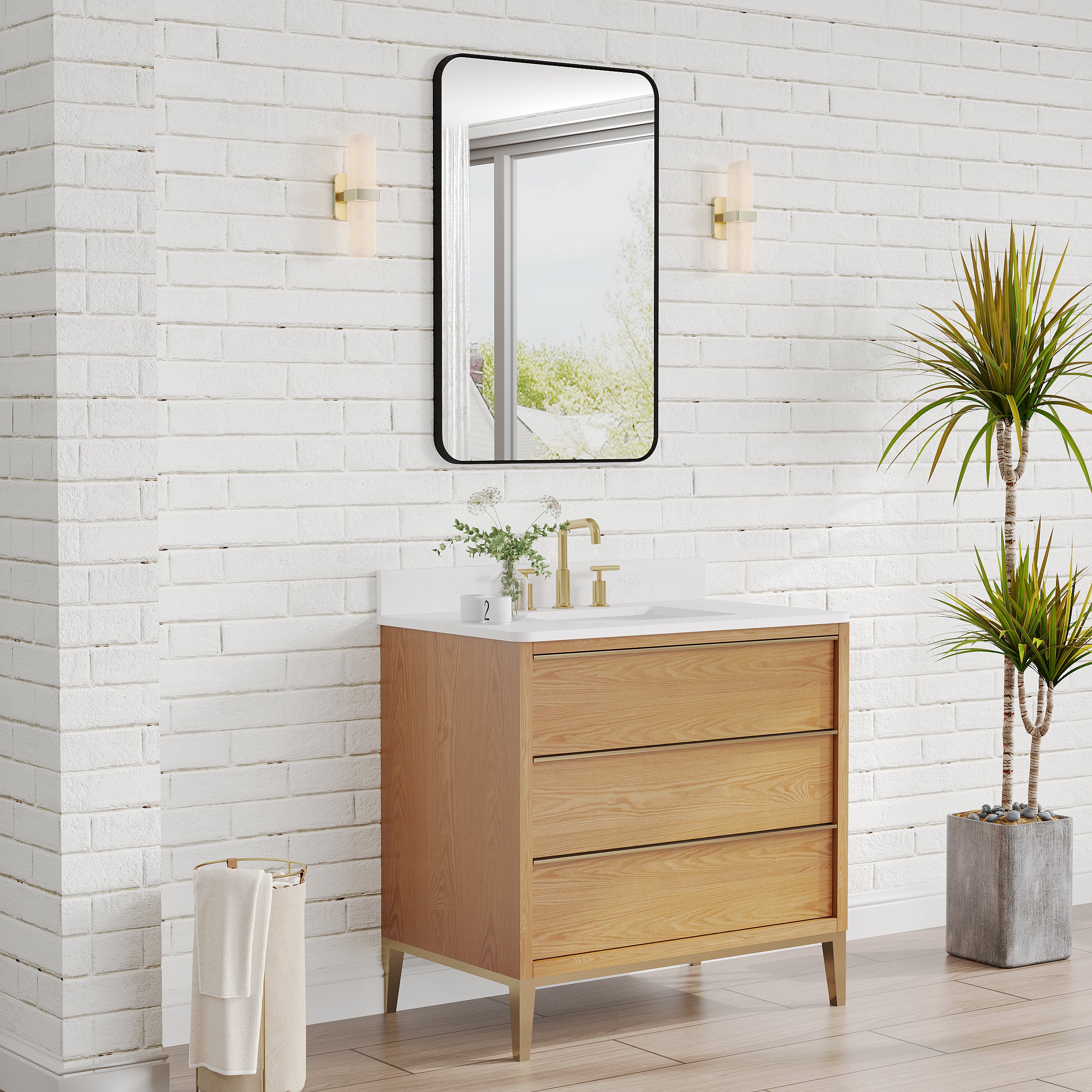 24-in W x 36-in H Black Rectangular Framed Bathroom Vanity Mirror, Aluminum Frame