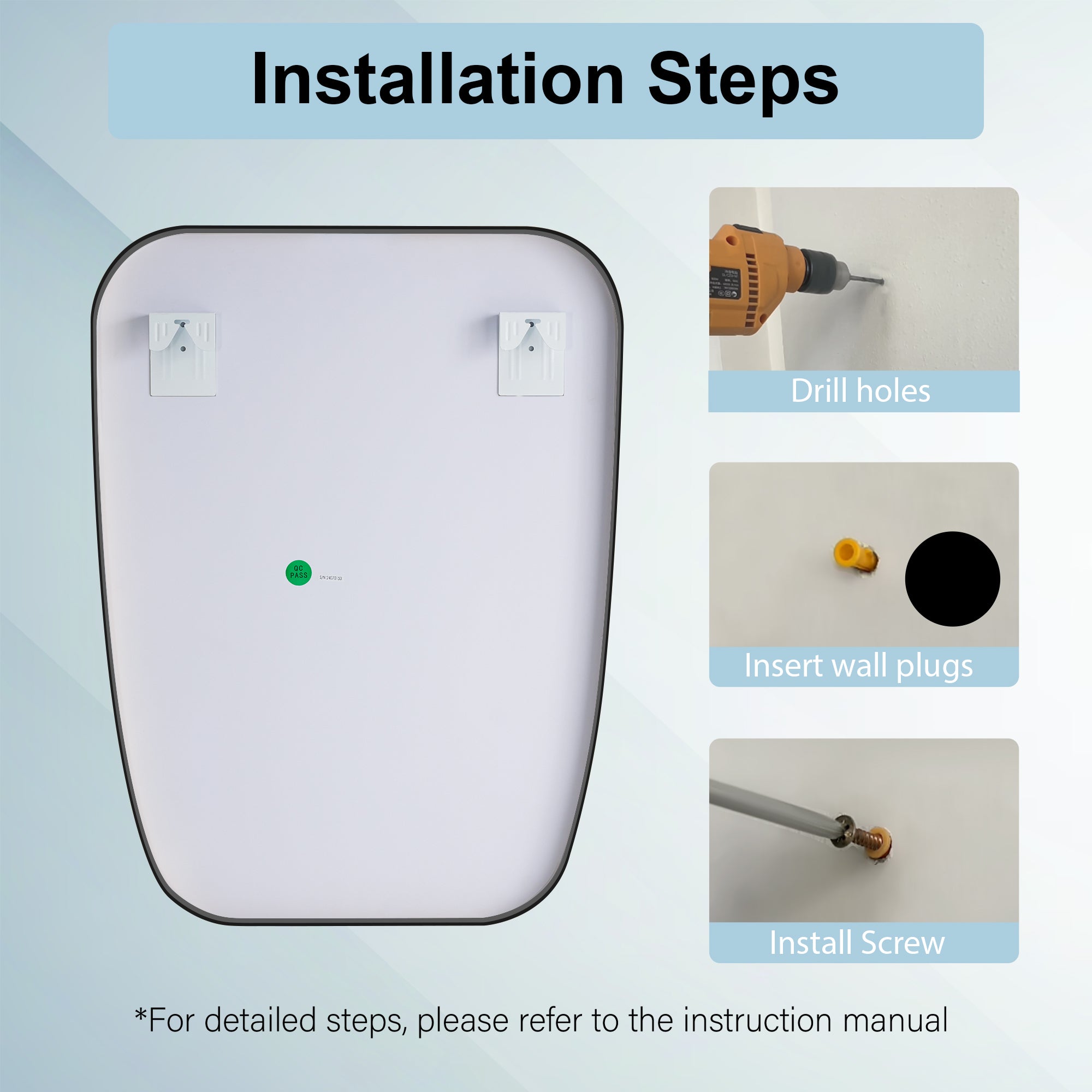 24 in. W x 32 in. H Shield Bathroom Vanity Wall Mirror without Lights Matte Black