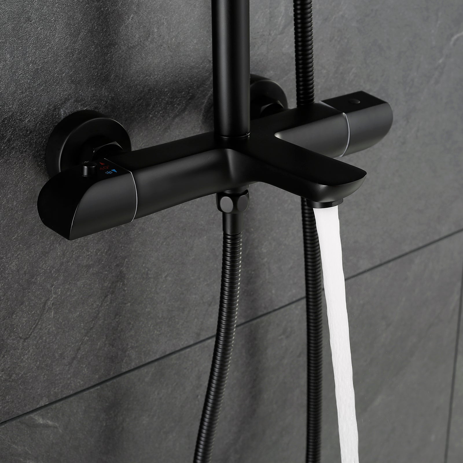 10 inch 3-Function Thermostatic Exposed Shower System in Matte Black