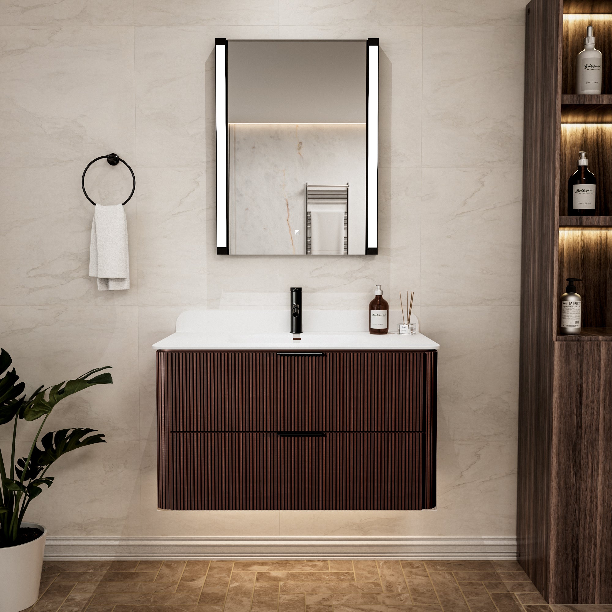 24 In. X 32 In. LED Bathroom Mirror With 270 Degrees Swivel Function, Dimmable Lighting & Memory Function