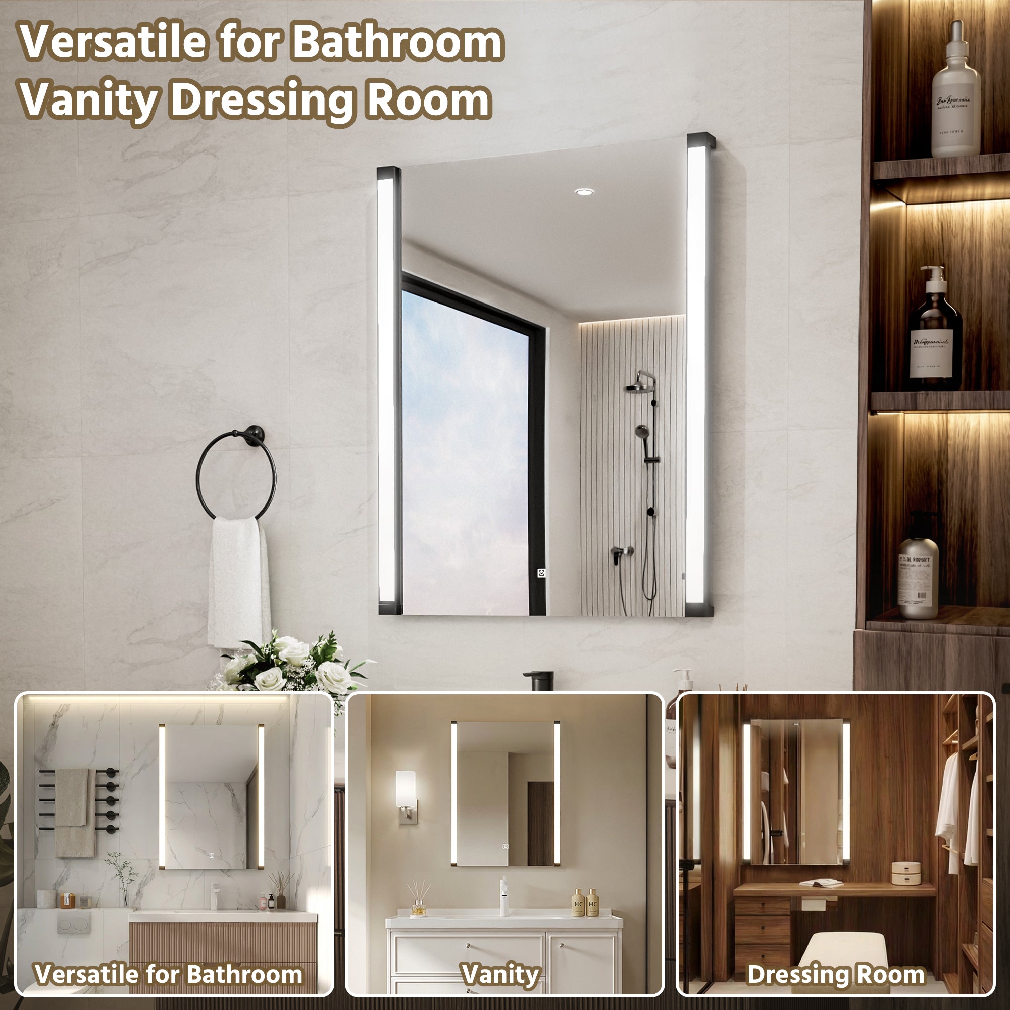 28 In. X 36 In. LED Bathroom Mirror With 270 Degrees Swivel Function, Dimmable Lighting & Memory Function
