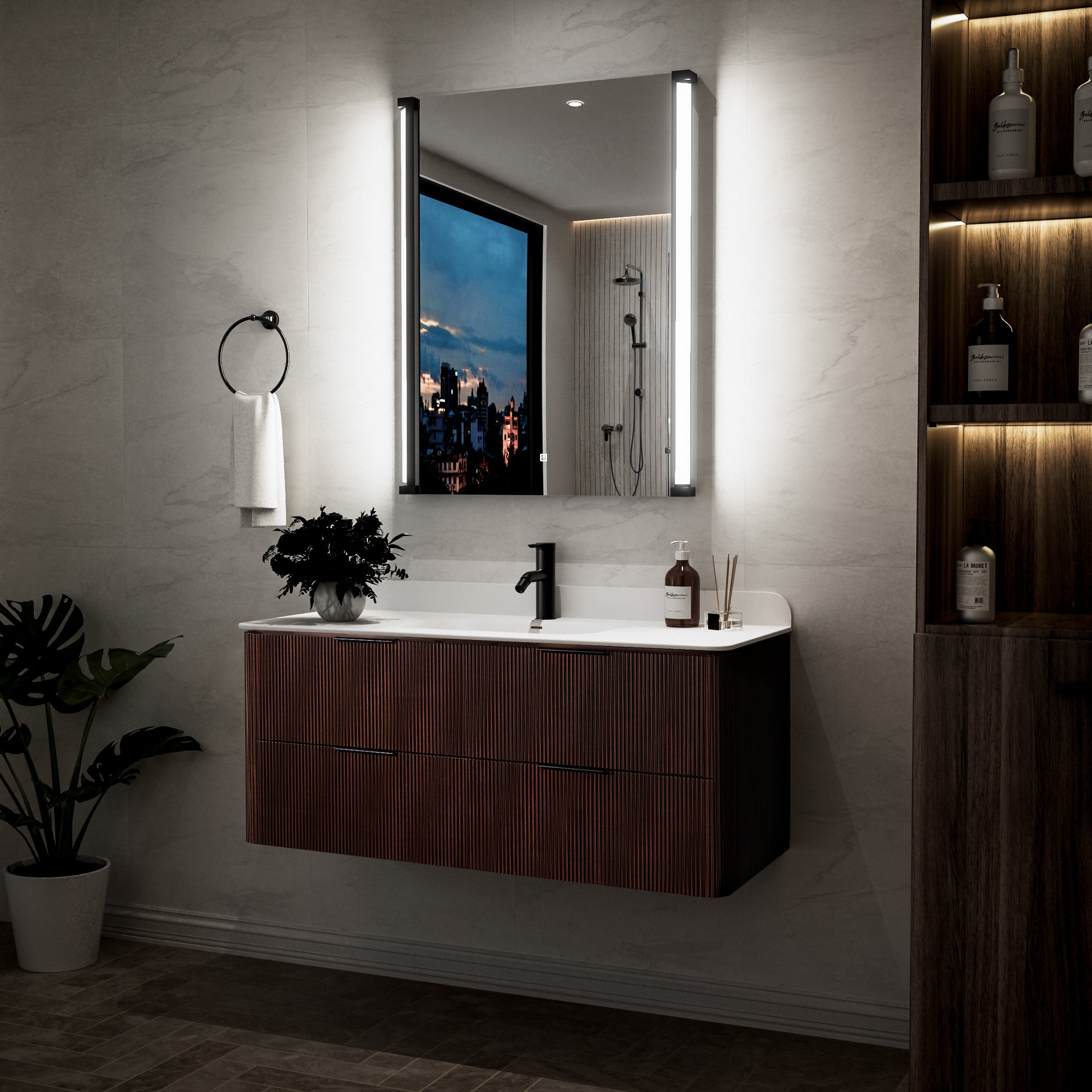 28 In. X 36 In. LED Bathroom Mirror With 270 Degrees Swivel Function, Dimmable Lighting & Memory Function