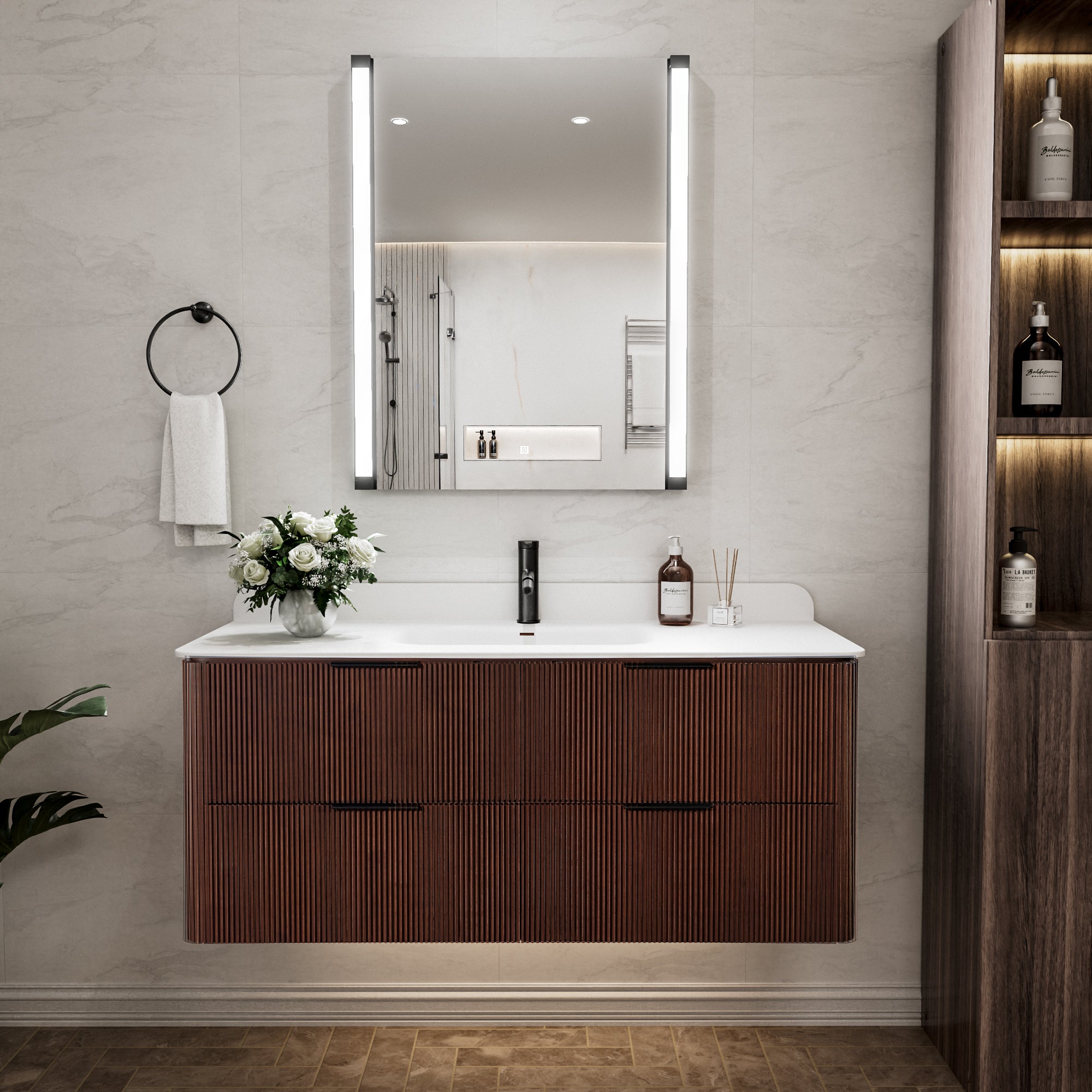 28 In. X 36 In. LED Bathroom Mirror With 270 Degrees Swivel Function, Dimmable Lighting & Memory Function