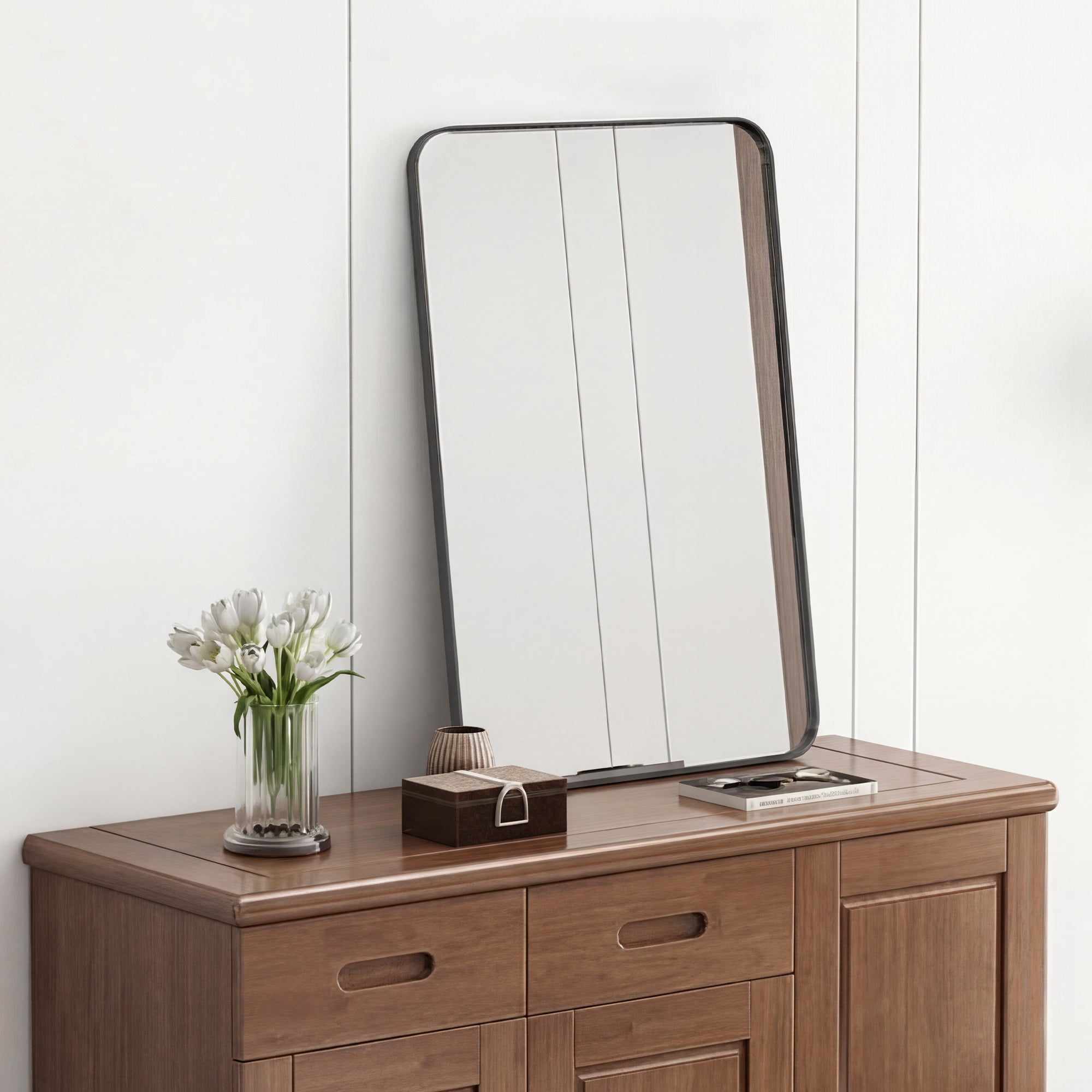 30 in. W x 36 in. H Black Bathroom Wall Mirror, Minimalist Aluminum Framed Vanity Mirror (Vertical/Horizontal)