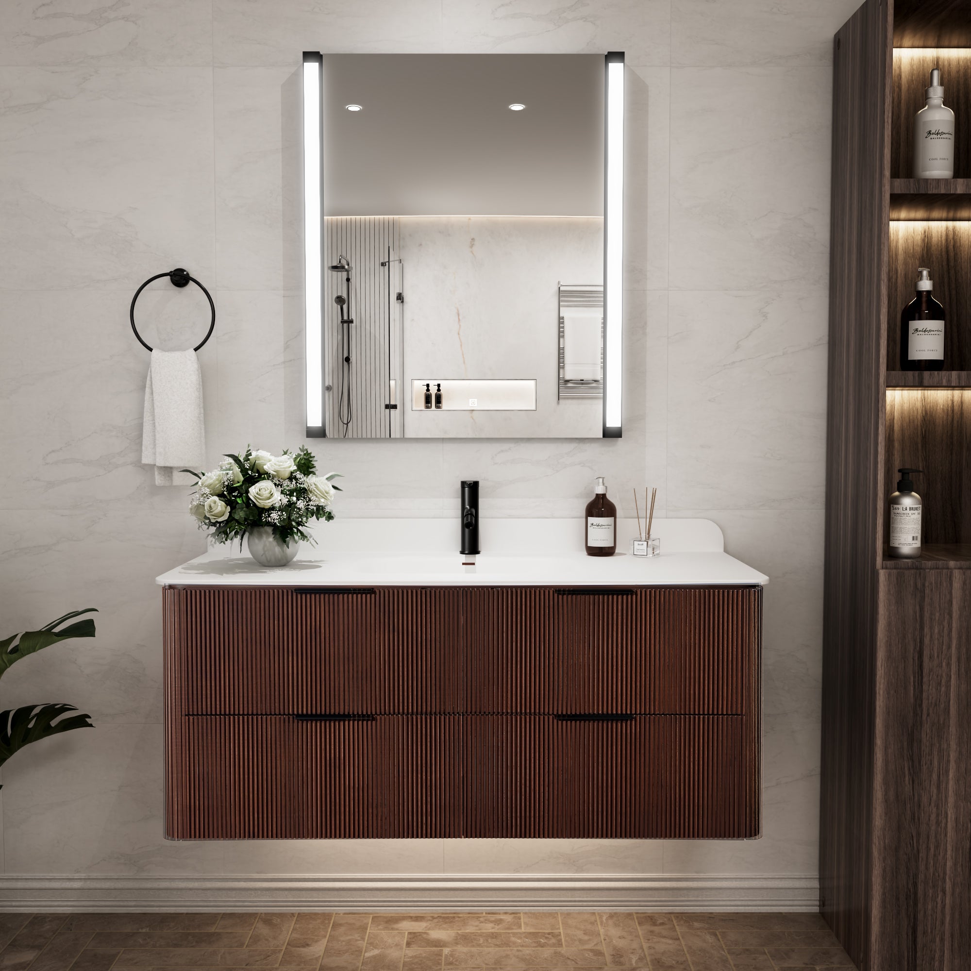 30 In. X 36 In. LED Bathroom Mirror With 270 Degrees Swivel Function, Dimmable Lighting & Memory Function