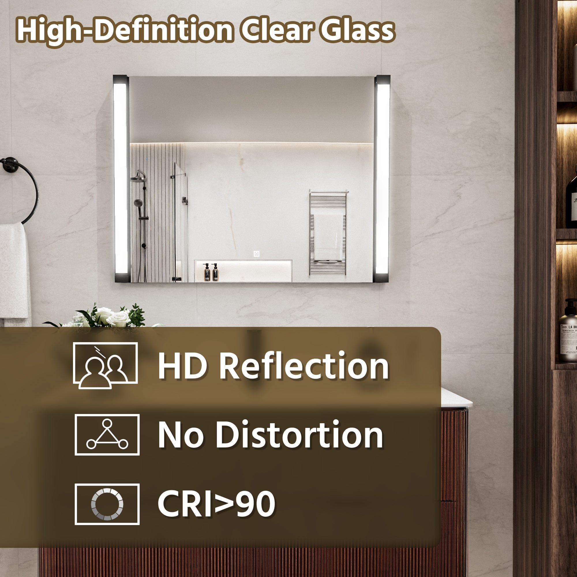 32 In. X 24 In. LED Bathroom Mirror With 270 Degrees Swivel Function, Dimmable Lighting & Memory Function
