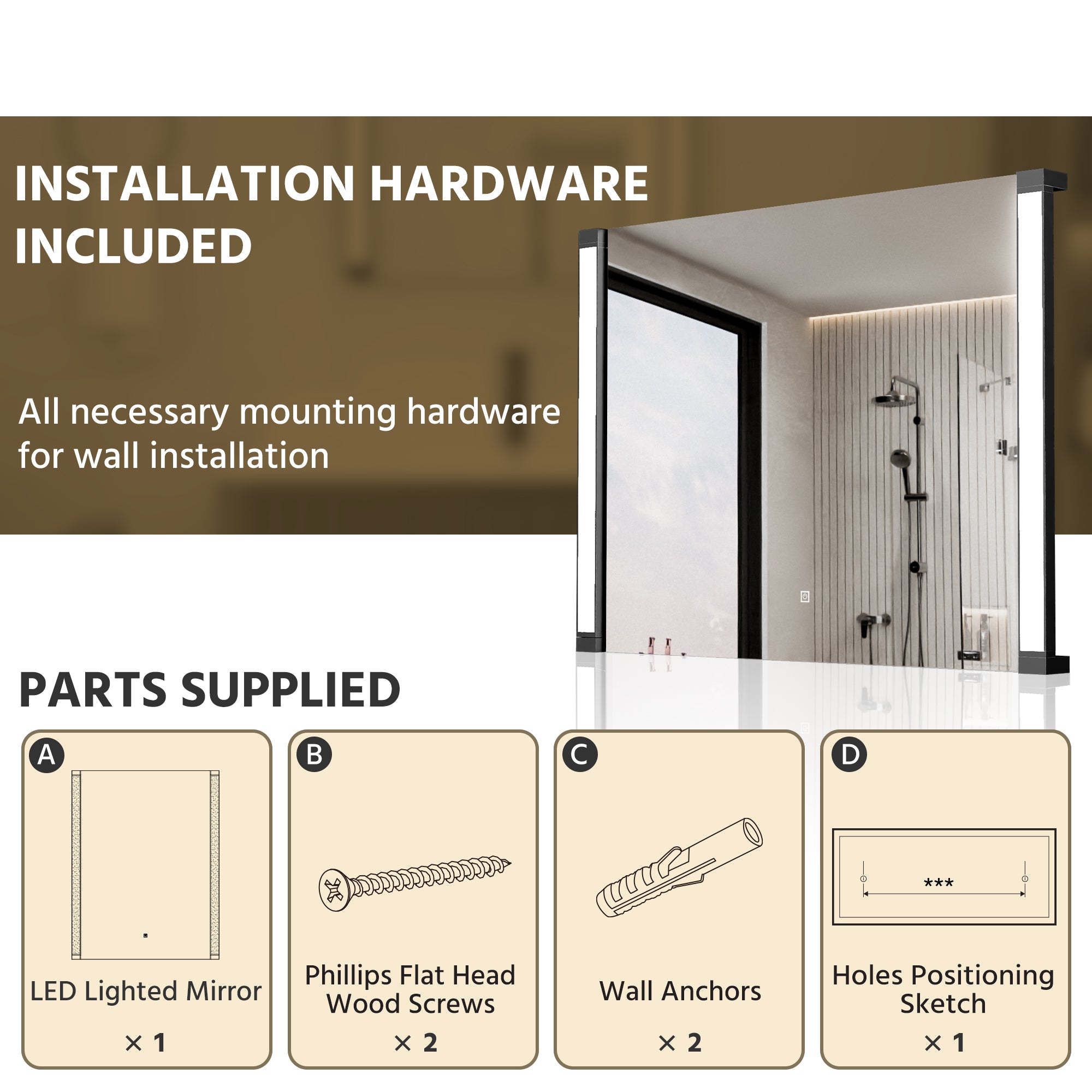 32 In. X 24 In. LED Bathroom Mirror With 270 Degrees Swivel Function, Dimmable Lighting & Memory Function