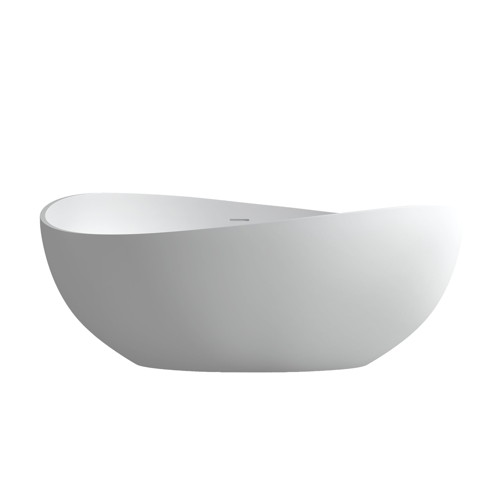 63" Stone Resin Solid Surface Matte Flatbottom Freestanding Bathtub in White