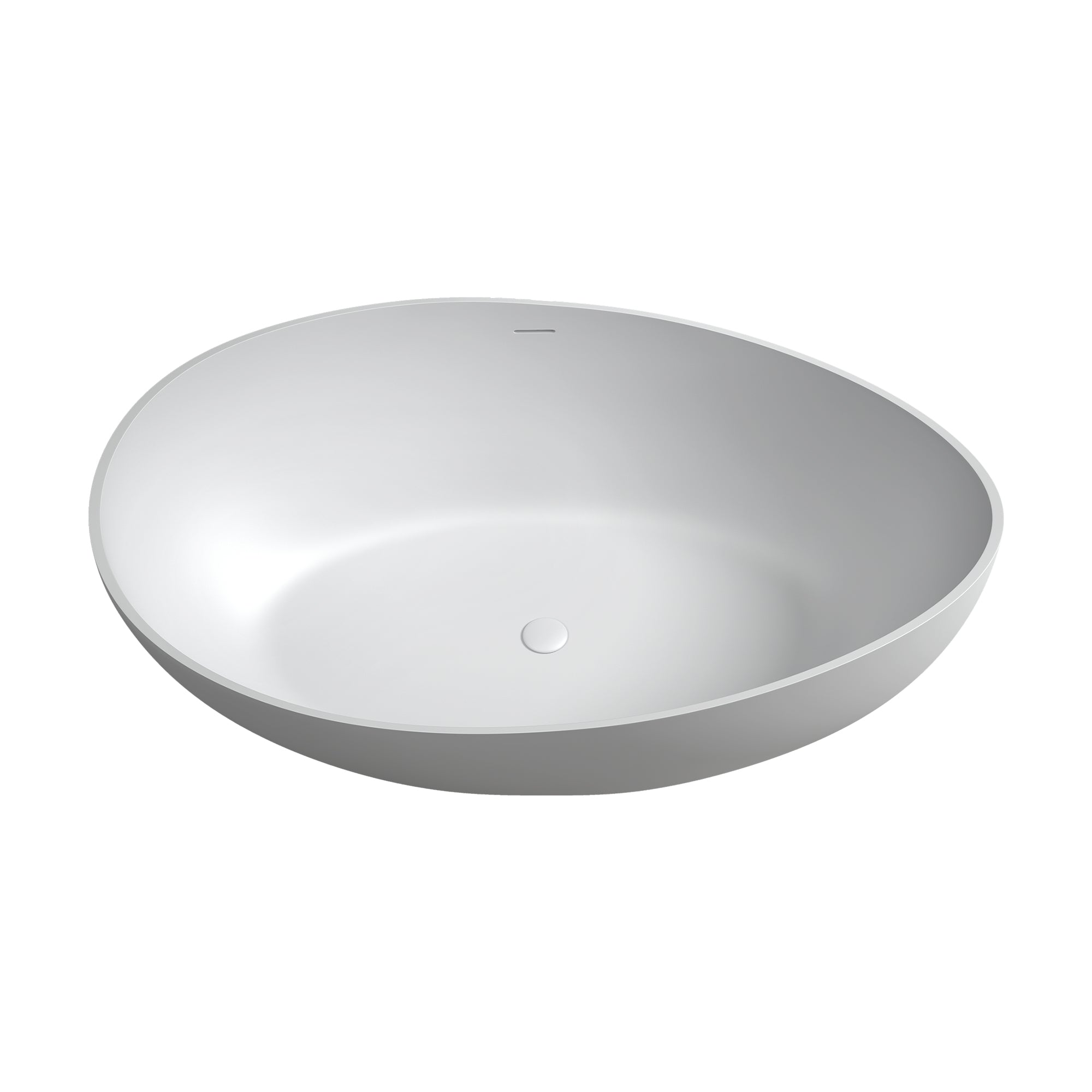 63" Stone Resin Solid Surface Matte Flatbottom Freestanding Bathtub in White