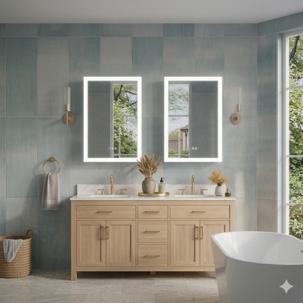 2-Pack 24 x 32 Inch LED Lighted Medicine Cabinet with Mirror, Anti-fog, 3X Magnifier, Surface or Recess Mount, Left/Right Hinge