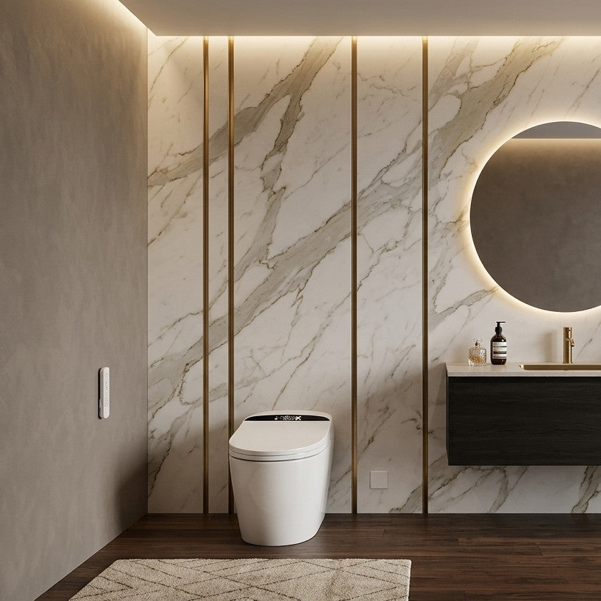 Luxury Smart Toilet with Remote Control, Heated Seat, Dual Wash Functions & Auto Open/Flush