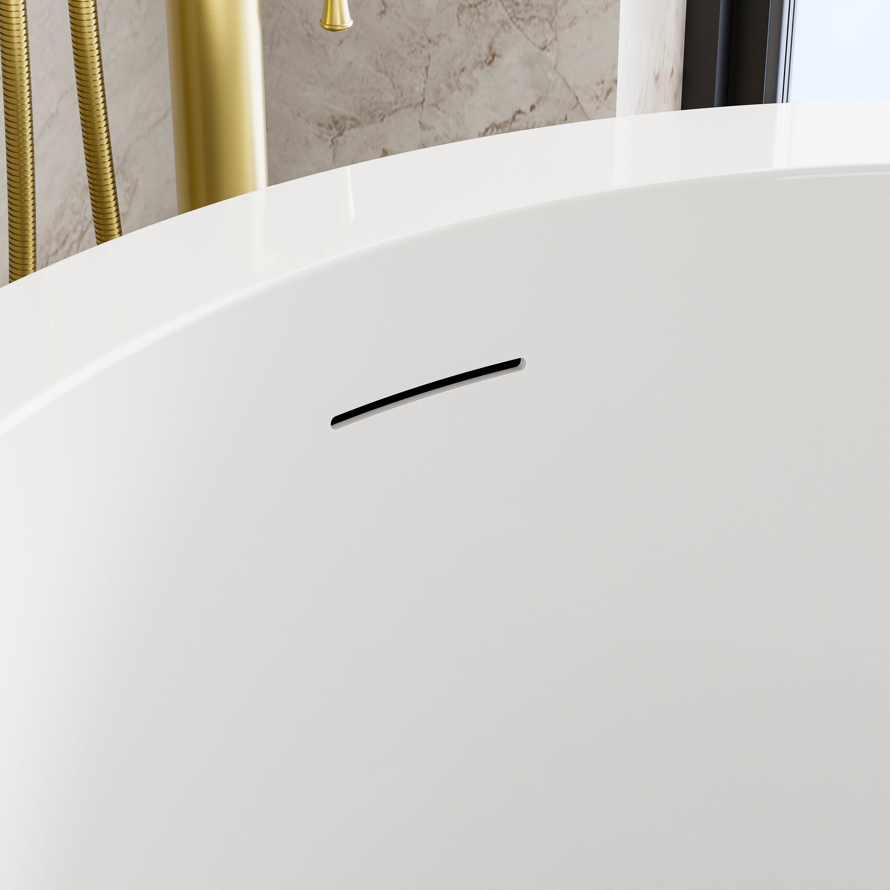 41 in. x 41 in. Acrylic Round Freestanding Soaking Bathtub with Groove Overflow and Pop-up Drainer